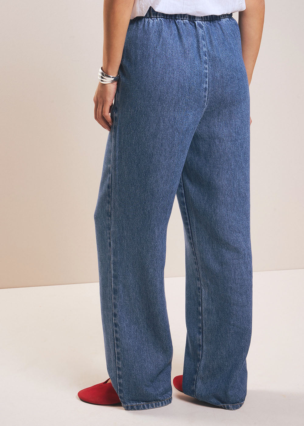 POLY Jean femme à taille élastiquée et jambe large - 3 - Sud Express - Sud Express