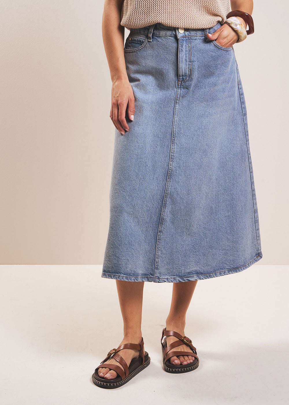 Jupe midi en jean - Sud Express - 5 - Sud Express