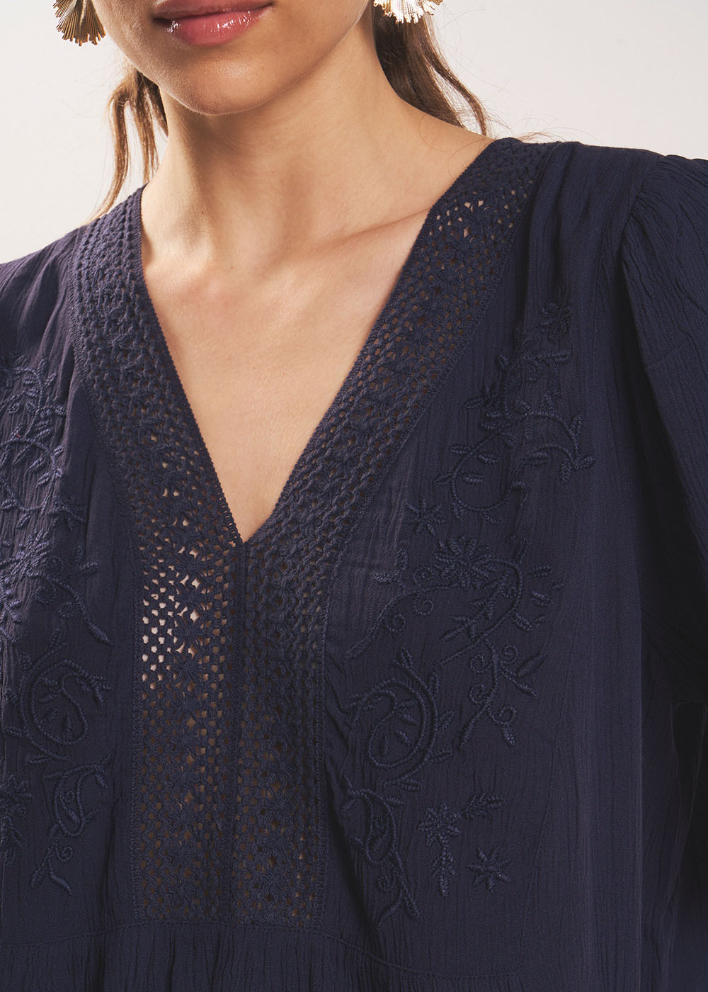 Top brodé en gaze de coton - Sud Express - 2 - Sud Express