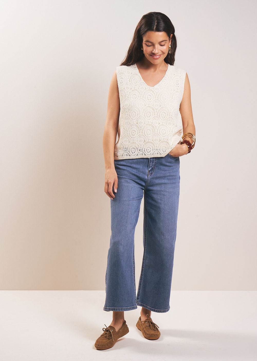 Jean taille haute coupe large 7/8 - Sud Express - 5 - Sud Express