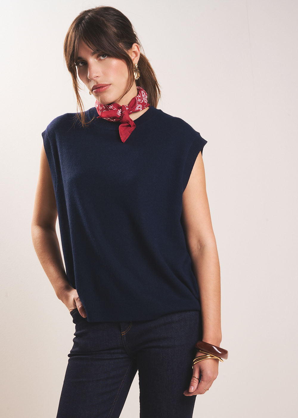 MARTANE Pull sans manches en cachemire - 1 - Sud Express - Sud Express