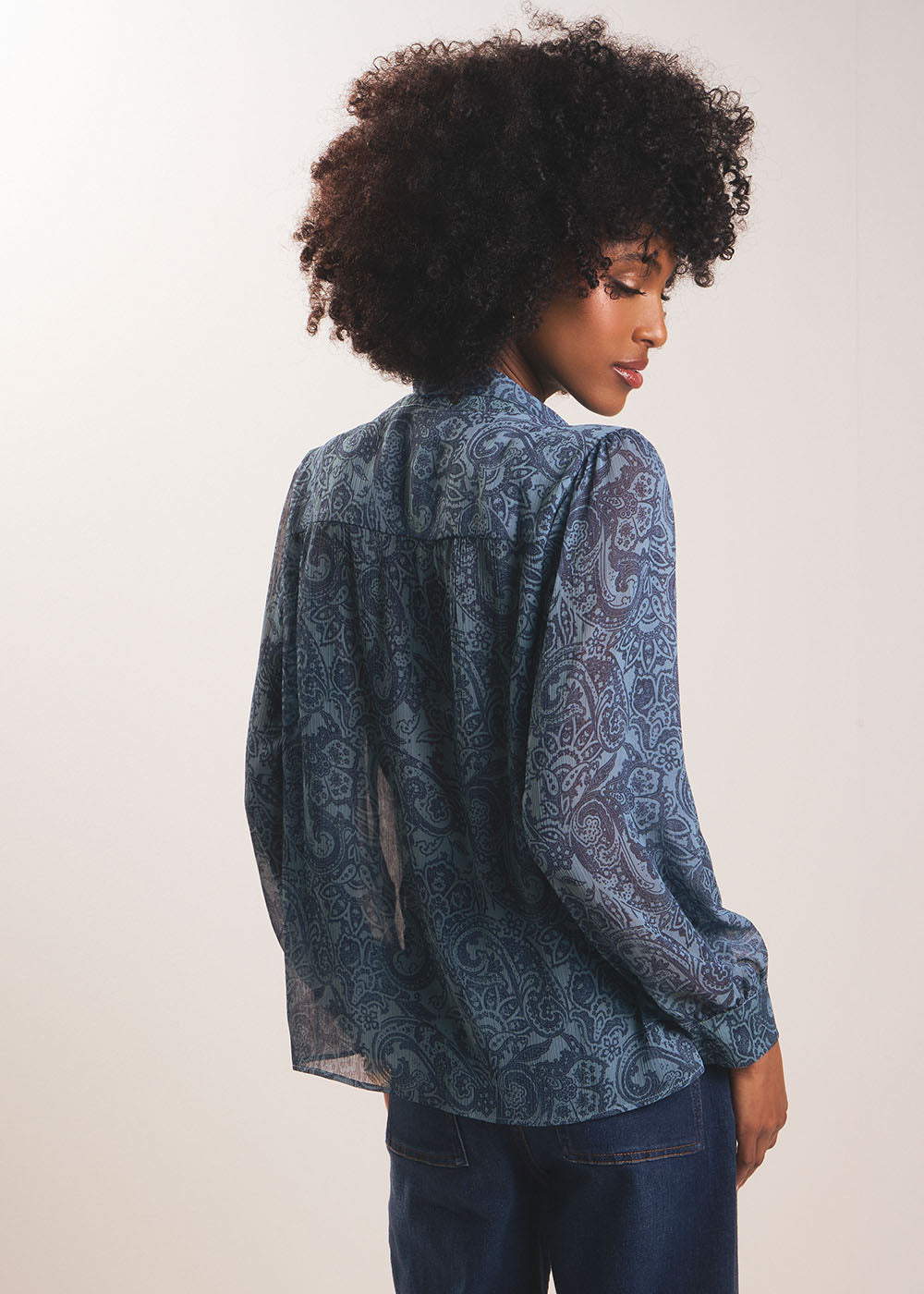 TAISLEY Blouse imprimée à col officier et lien à nouer - 3 - Sud Express - Sud Express