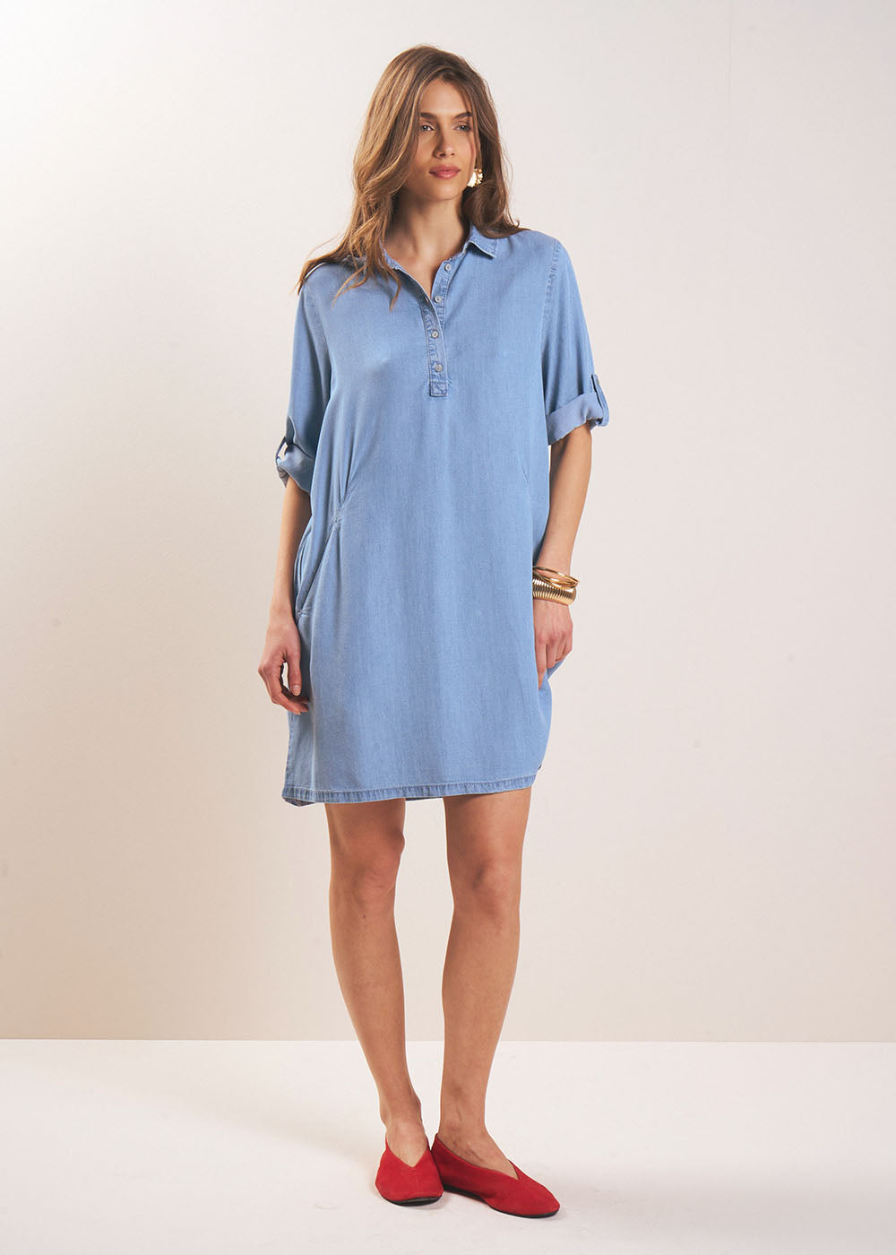 RAMYA Robe courte en denim - 1 - Sud Express - Sud Express