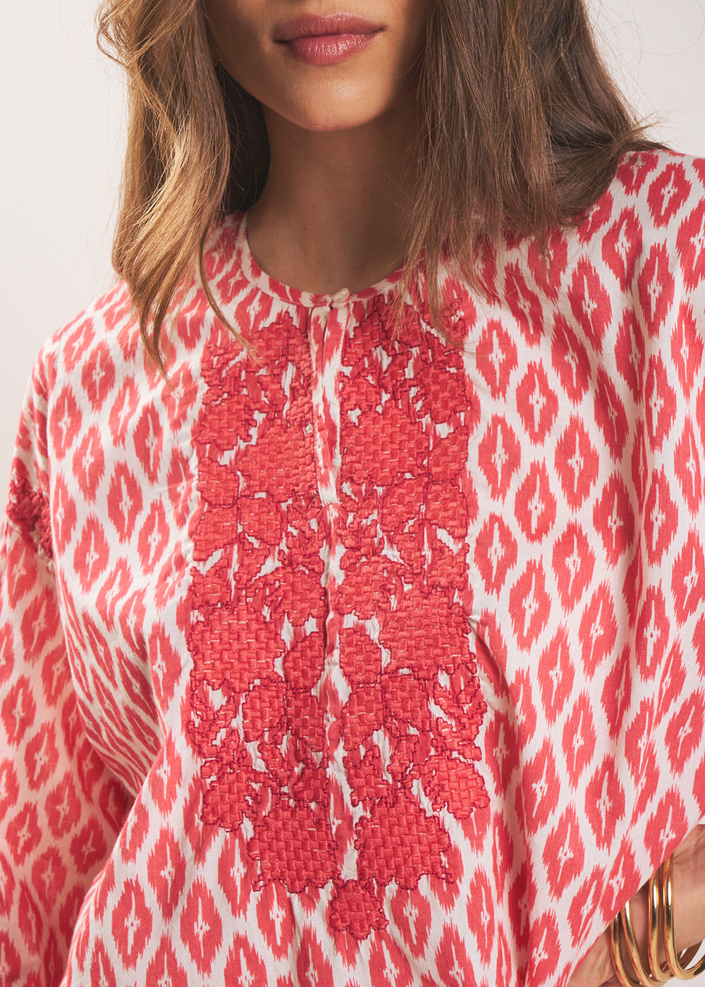 TAMAELLE Blouse en coton imprimé et col tunisien - 2 - Sud Express - Sud Express