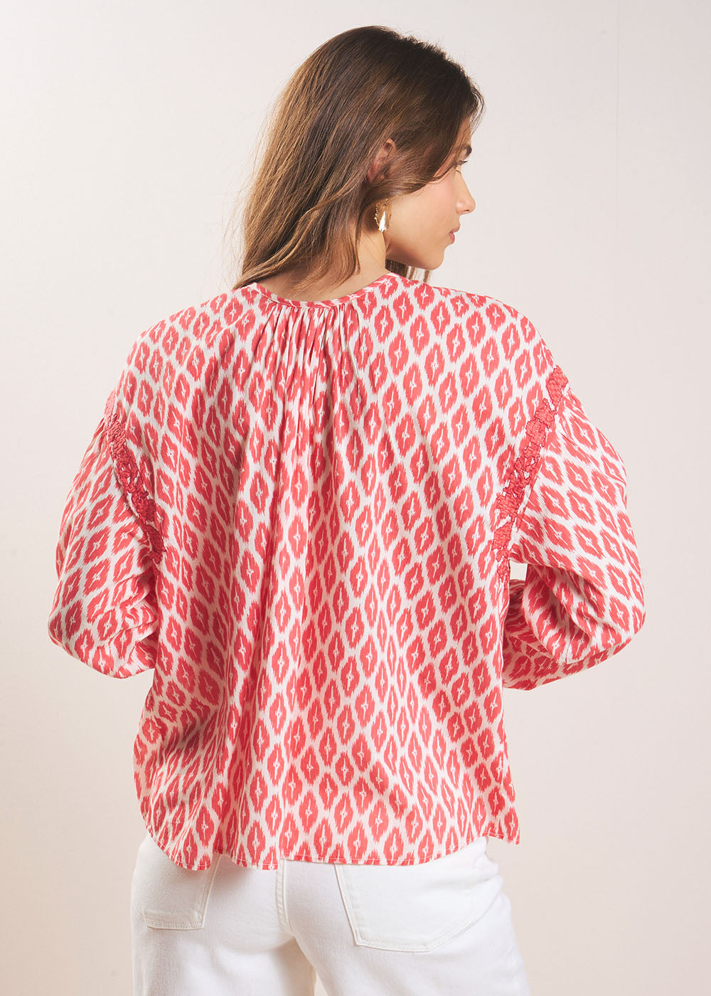 TAMAELLE Blouse en coton imprimé et col tunisien - 3 - Sud Express - Sud Express