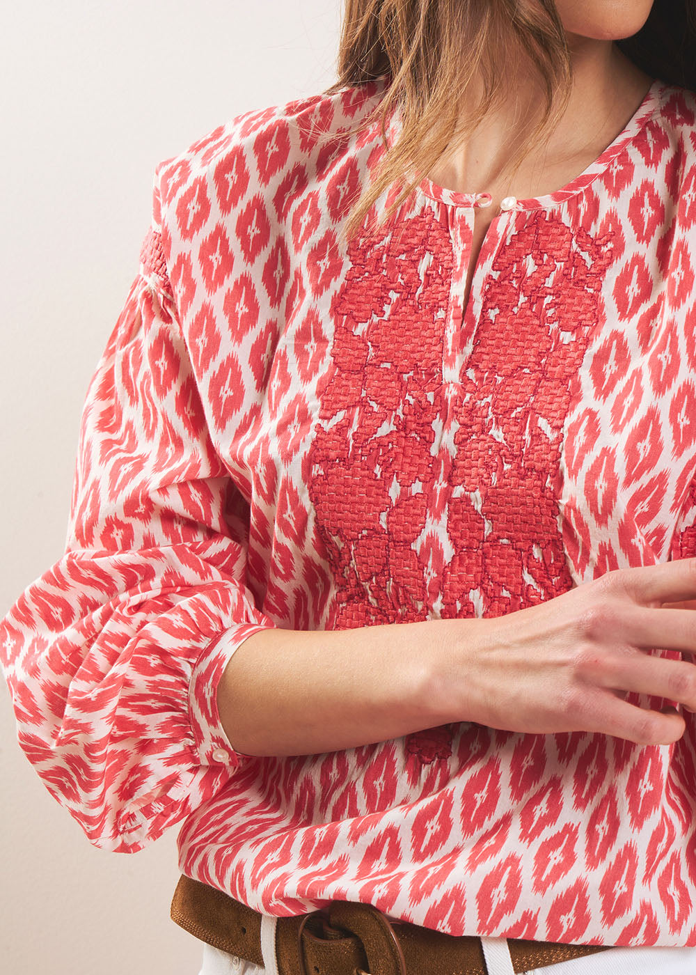 TAMAELLE Blouse en coton imprimé et col tunisien - 4 - Sud Express - Sud Express