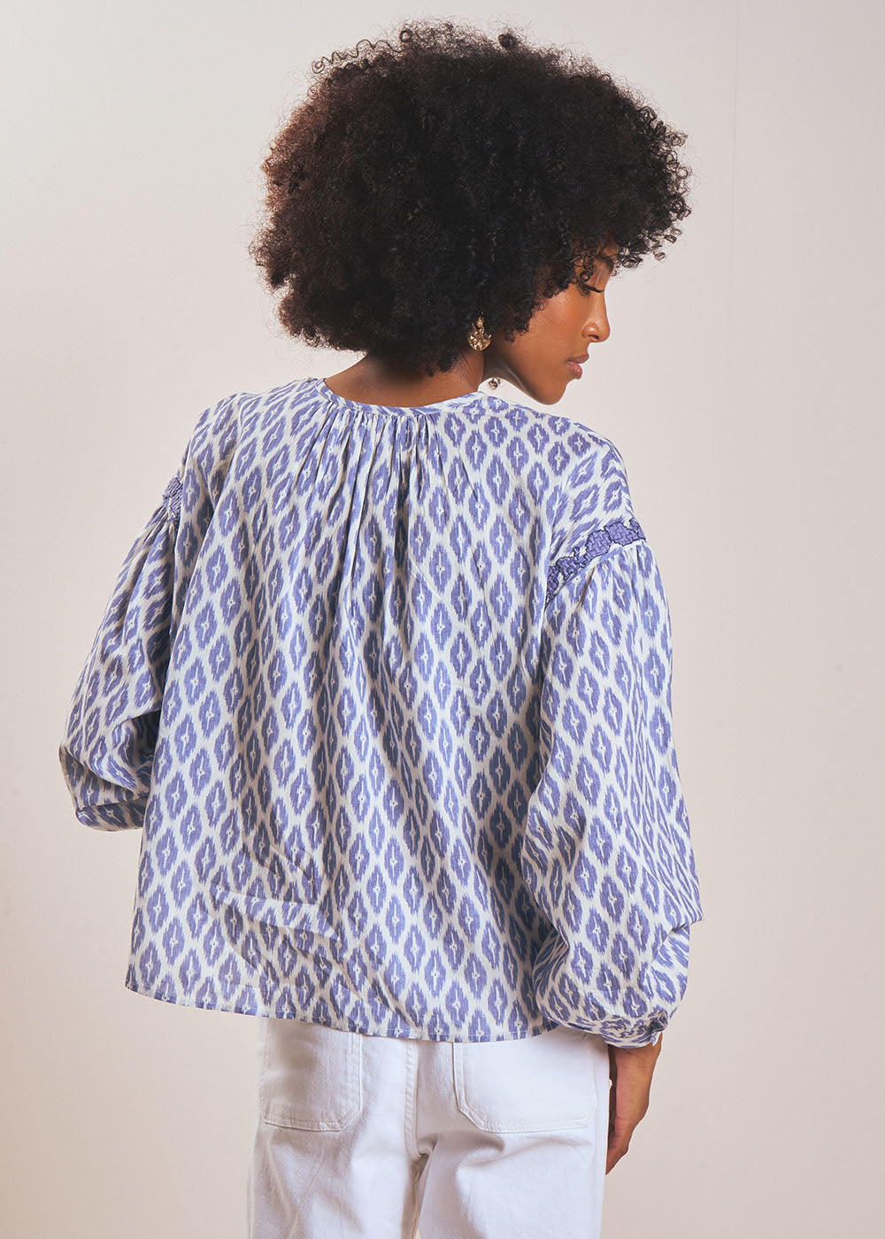 TAMAELLE Blouse en coton imprimé et col tunisien - 3 - Sud Express - Sud Express