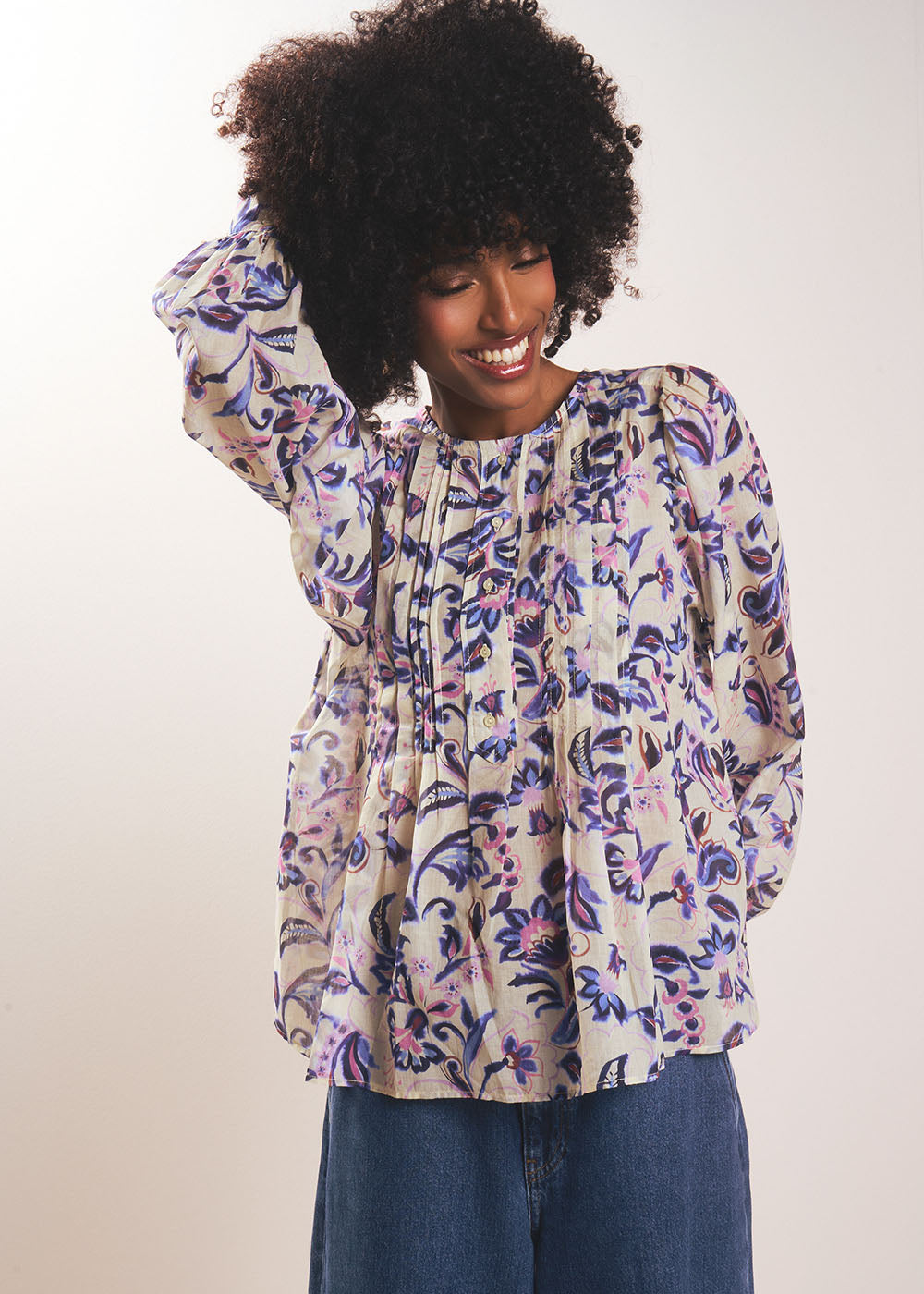 TALOLLY Chemise imprimée à col rond et volume évasé - 1 - Sud Express - Sud Express