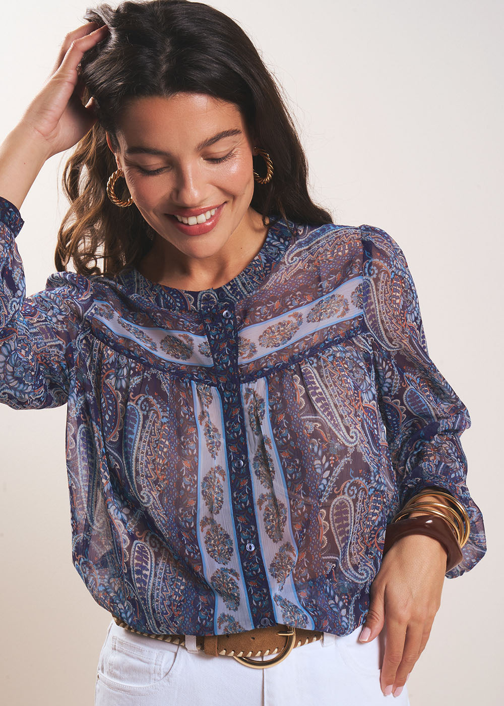 CINDILA Chemisier imprimé manches longues - 1 - Sud Express - Sud Express