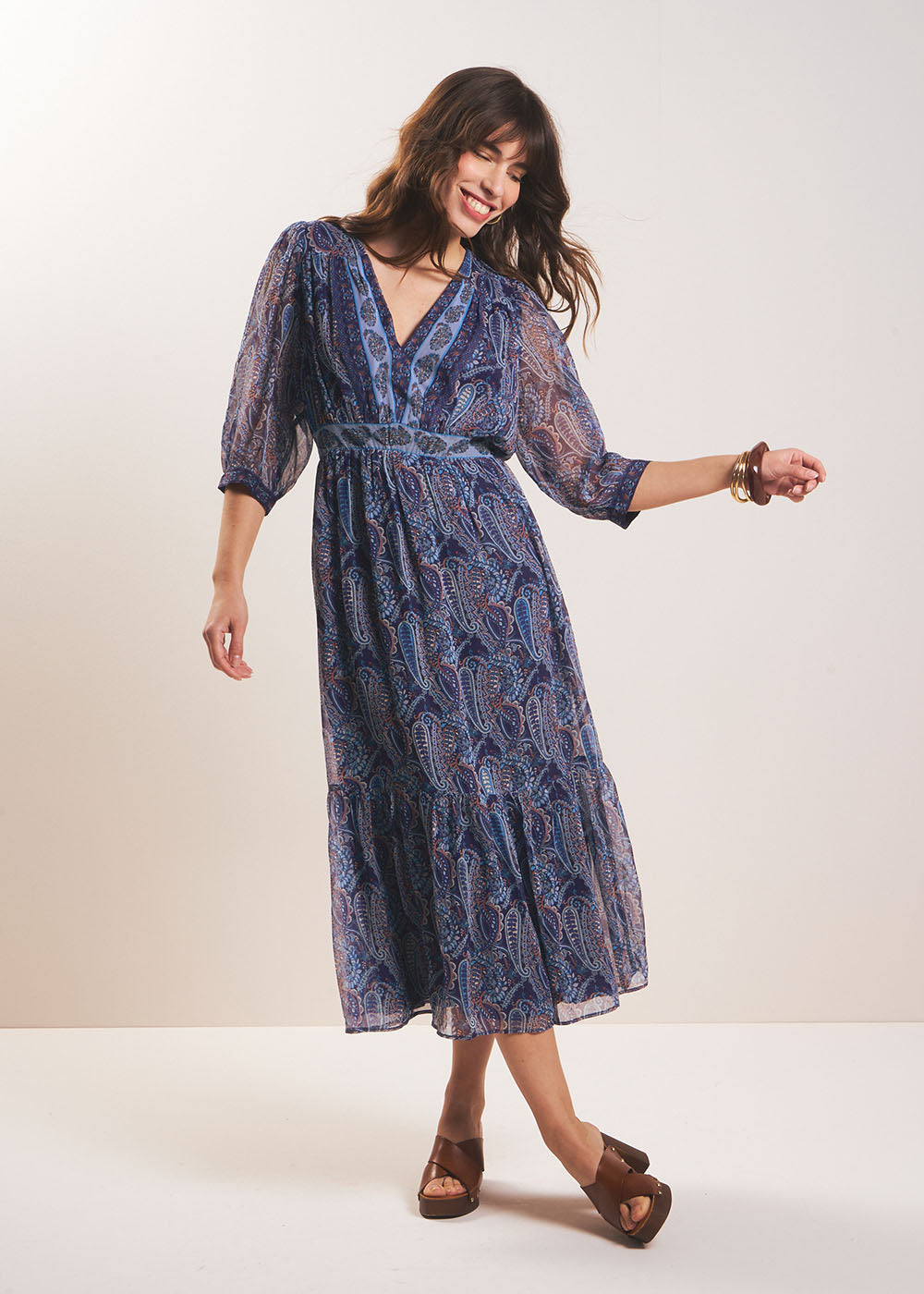 RINDILA Robe longue imprimée à volant - 1 - Sud Express - Sud Express