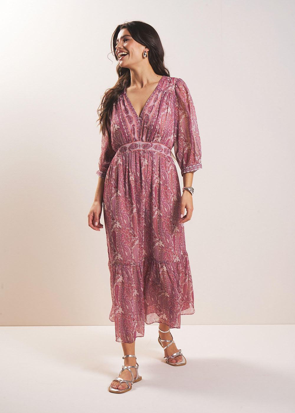 RINDILA Robe longue imprimée à volant - 1 - Sud Express - Sud Express