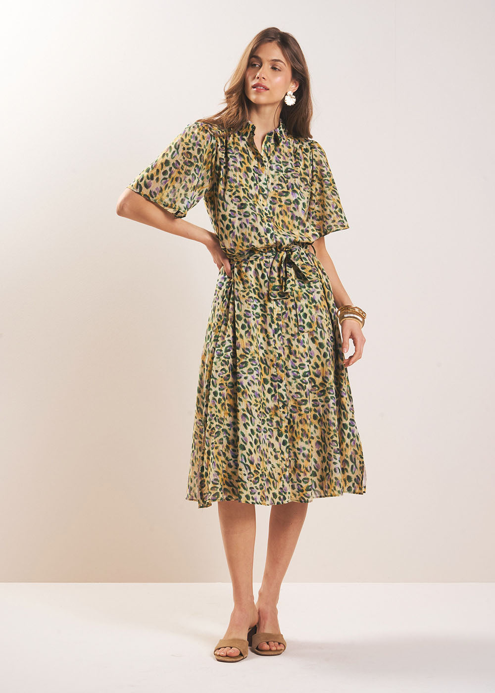 RAMBIE Robe midi imprimé léopard revisité - 1 - Sud Express - Sud Express