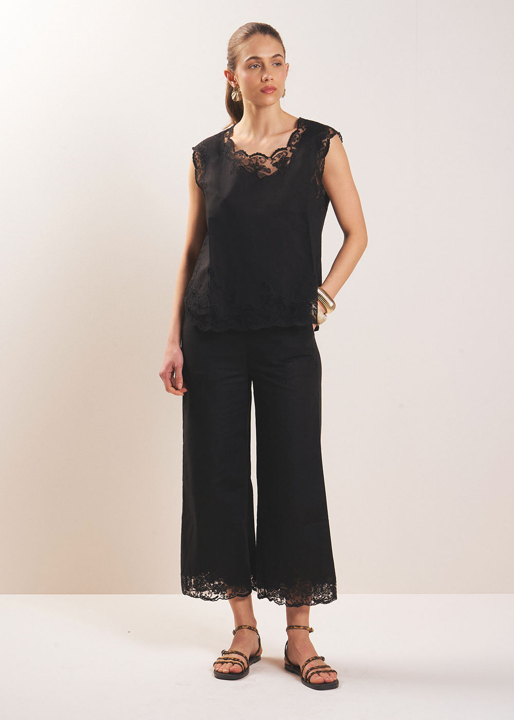 PASALO Pantalon dentelle bas de jambe - 1 - Sud Express - Sud Express