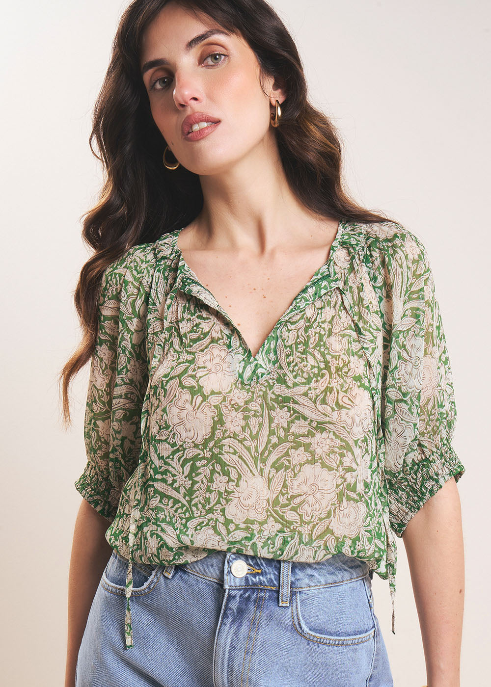 TALILIE Blouse imprimée smockée - 1 - Sud Express - Sud Express