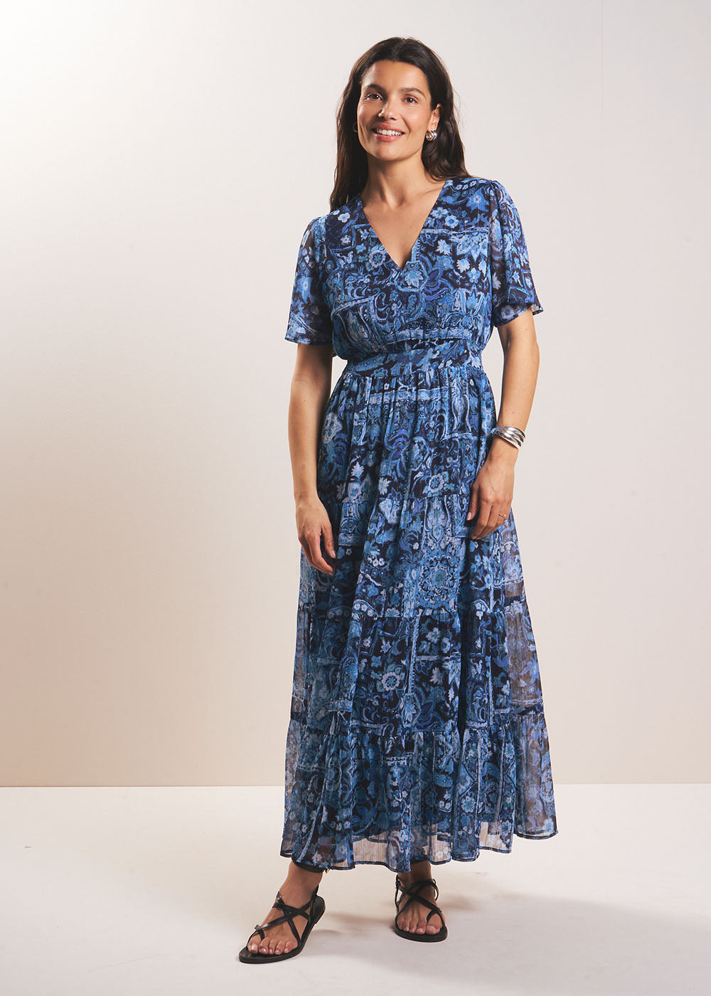 RALENTINIE Robe longue imprimée cachemire - 1 - Sud Express - Sud Express