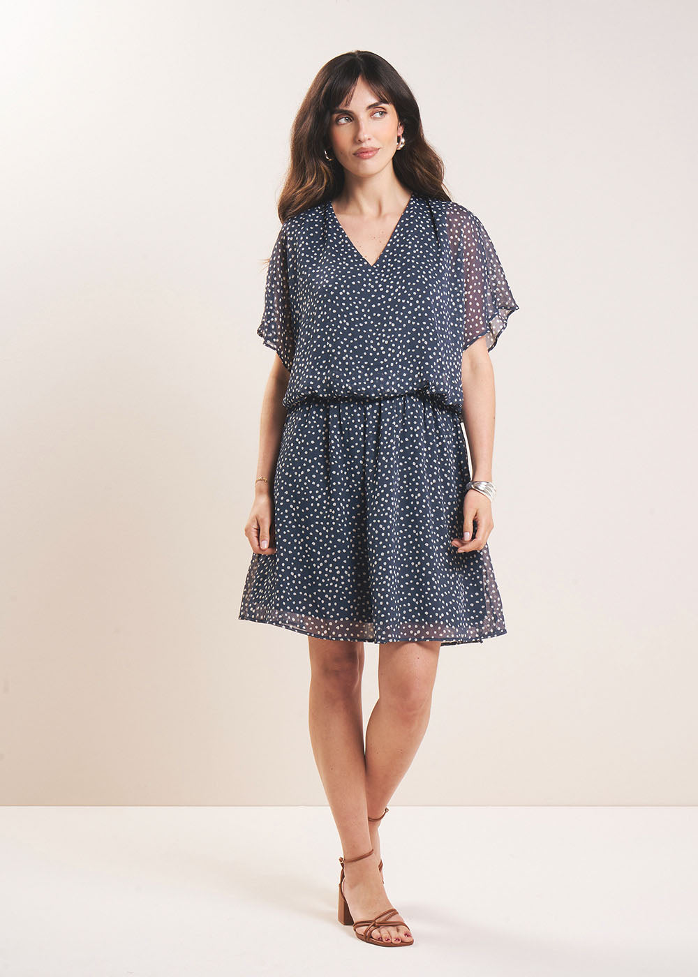 RISTILE Robe courte imprimé pois - 1 - Sud Express - Sud Express