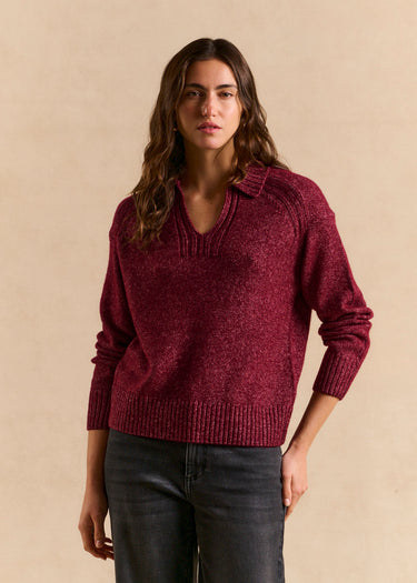 LAINE MILANETTEPull col polo en maille écrue