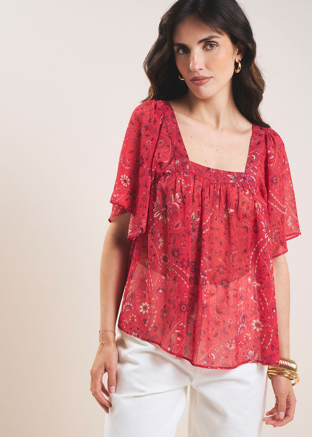 TAJANI Blouse imprimée avec col carré - 1 - Sud Express - Sud Express