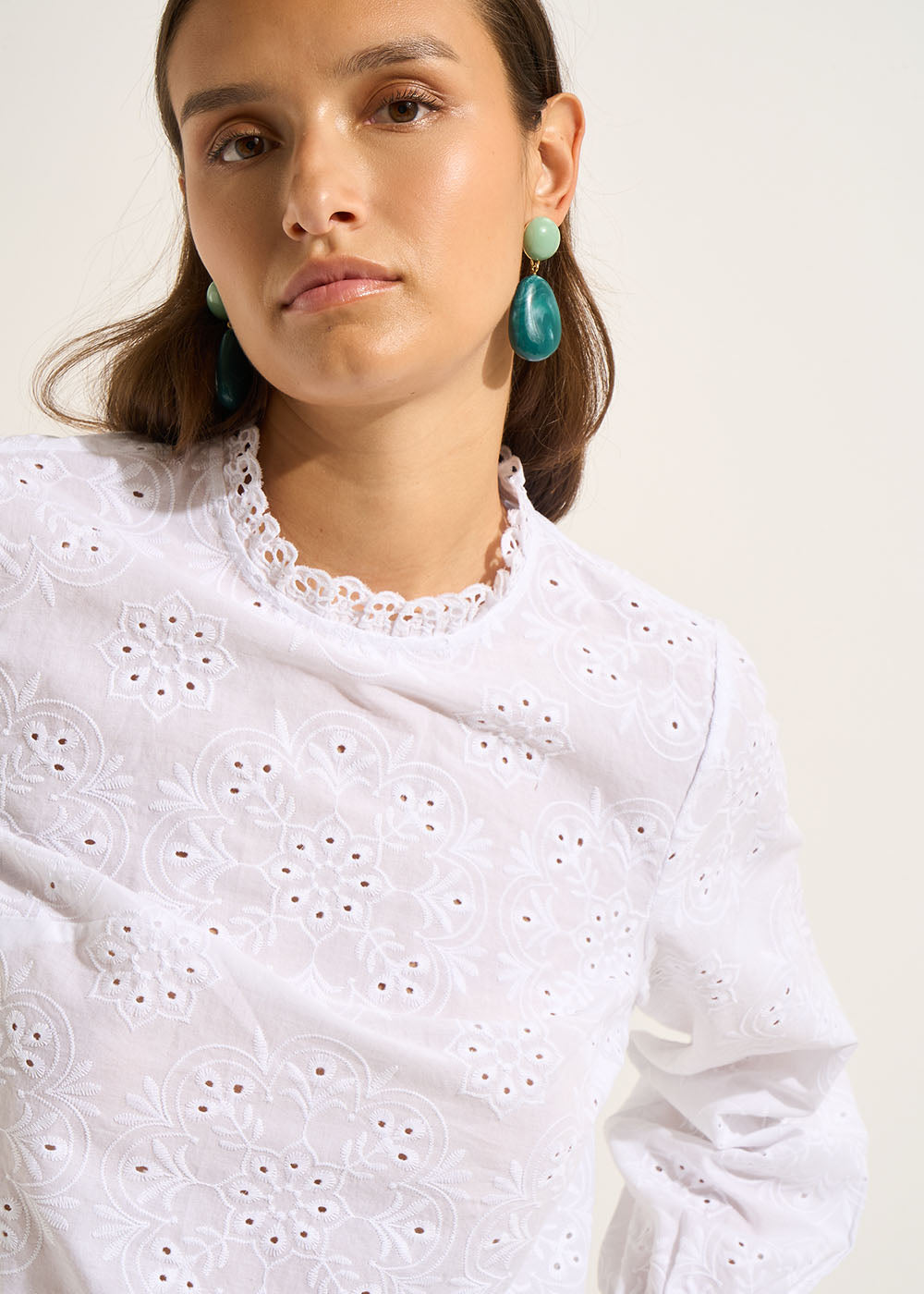 Blouse brodée col montant - Sud Express - 2 - Sud Express