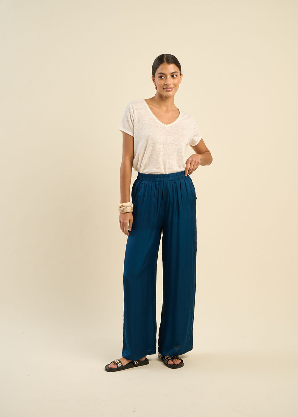 Pantalon large en satin - Sud Express - 1 - Sud Express