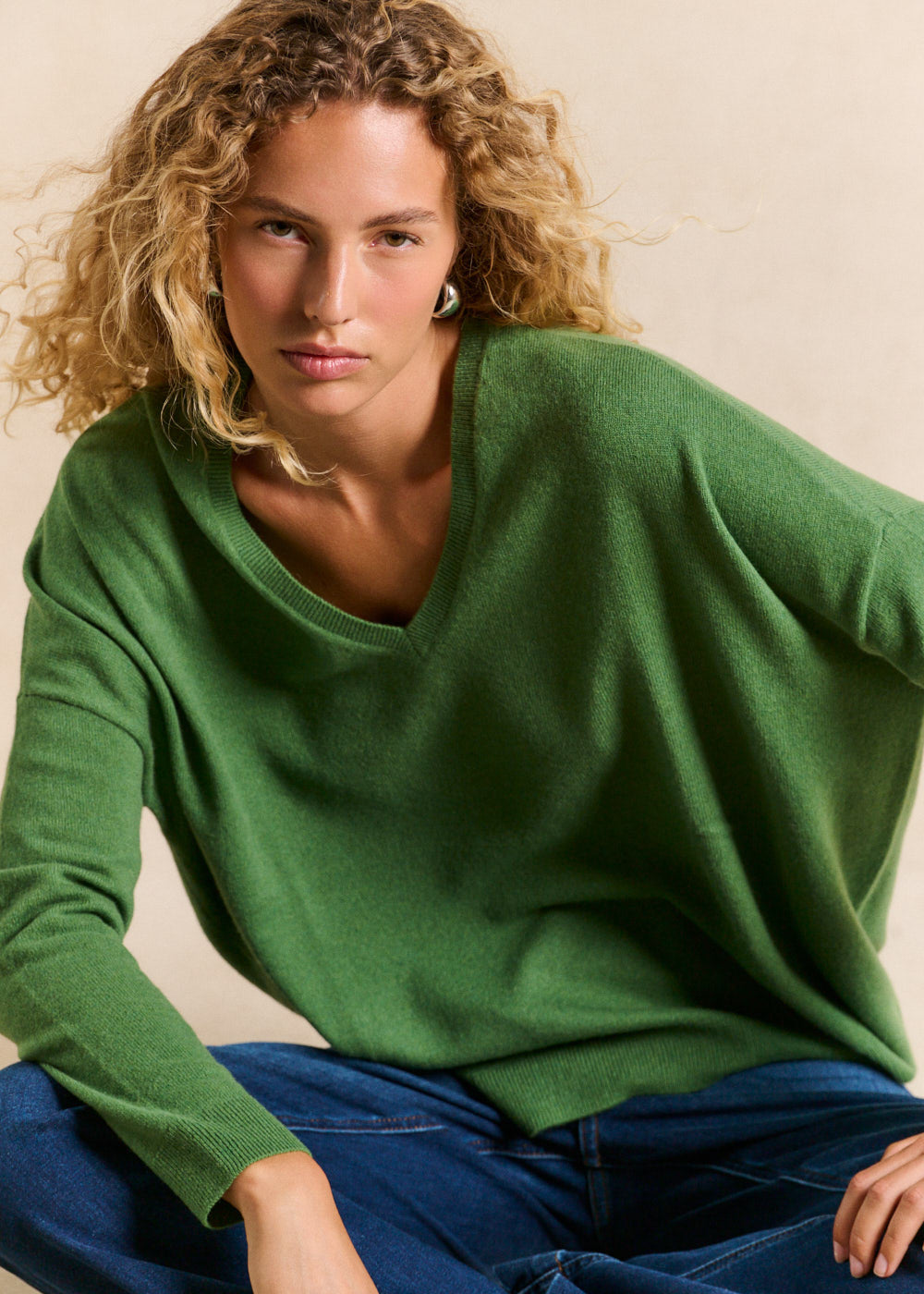Pull cachemire col V ample - Sud Express - 4 - Sud Express