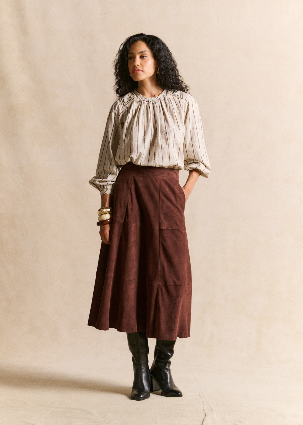 Blouse rayée col rond brodée - Sud Express - 4 - Sud Express