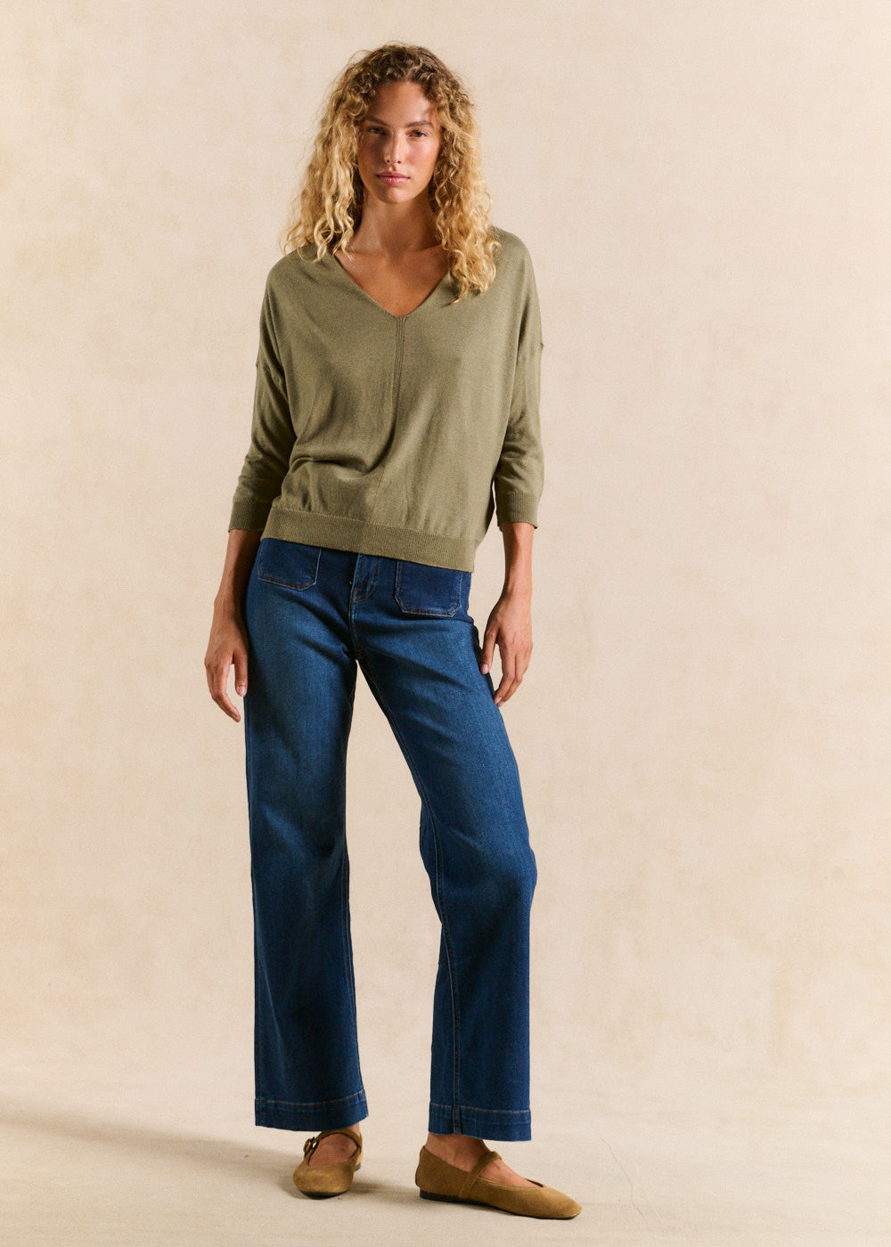 Pull col V oversize avec manches mi-longues - Sud Express - 4 - Sud Express