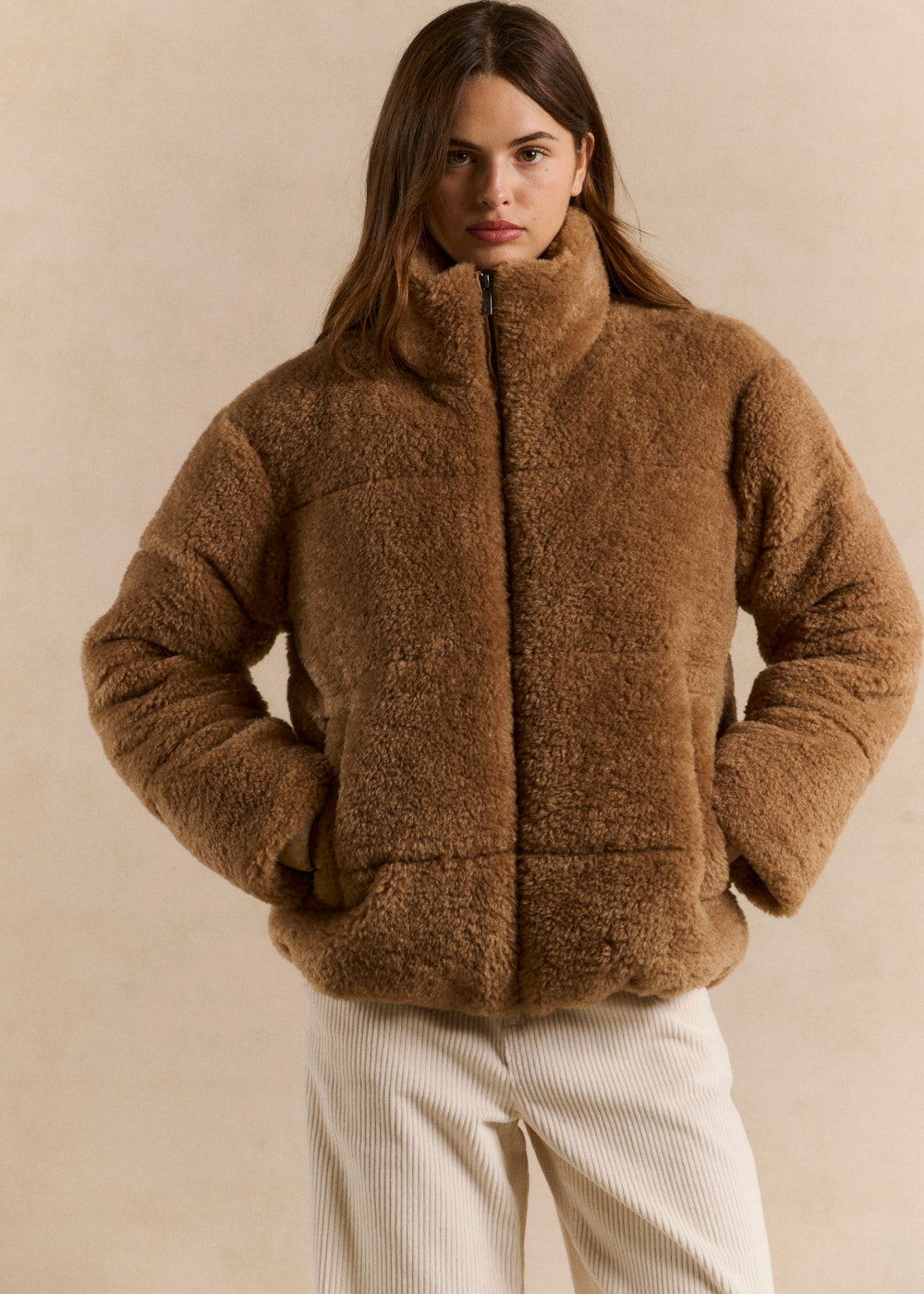 Puffer jacket with faux fur high collar - Sud Express - 5 - Sud Express