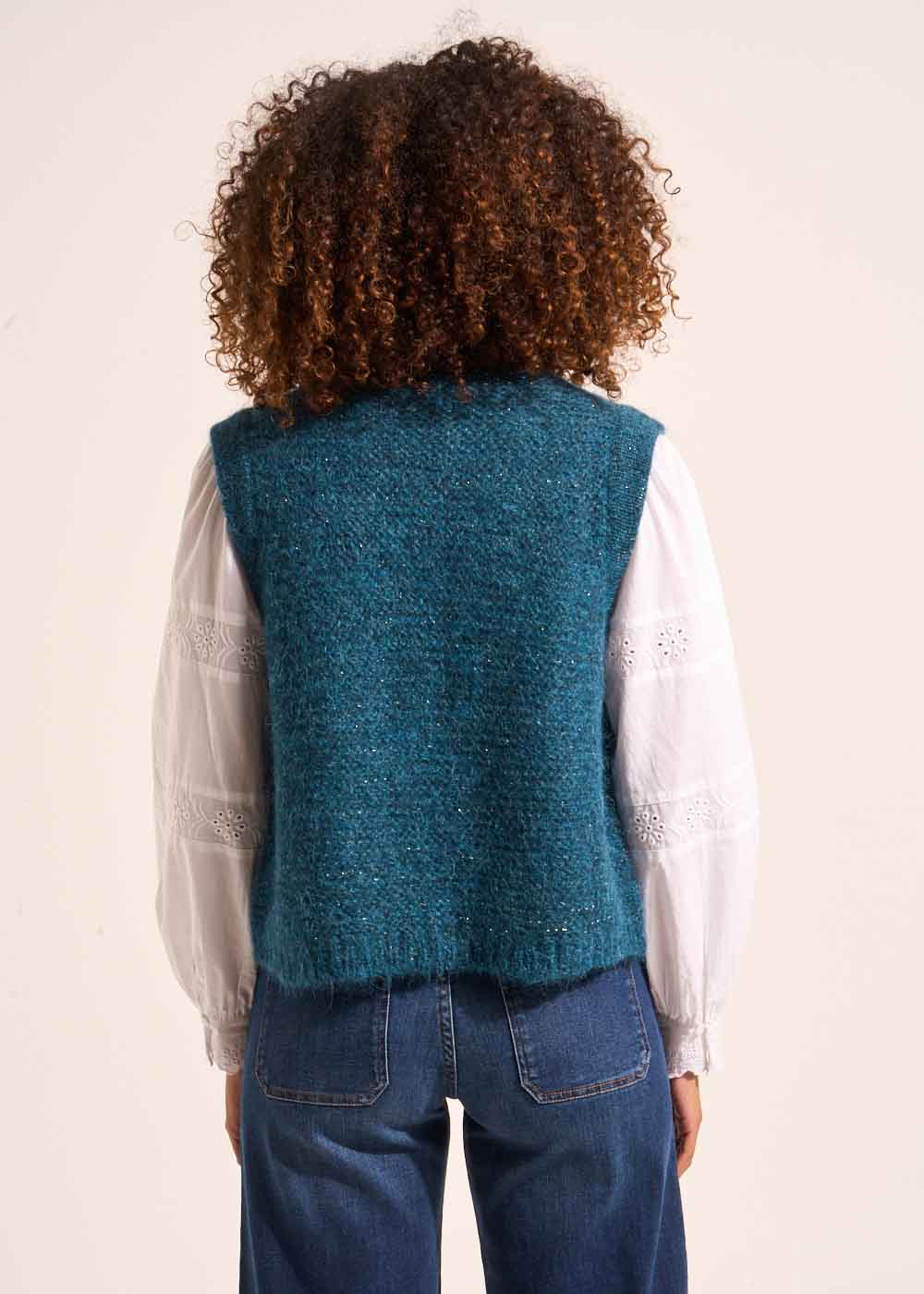 Gilet sans manches en mohair fils métallisés - Sud Express - 3 - Sud Express