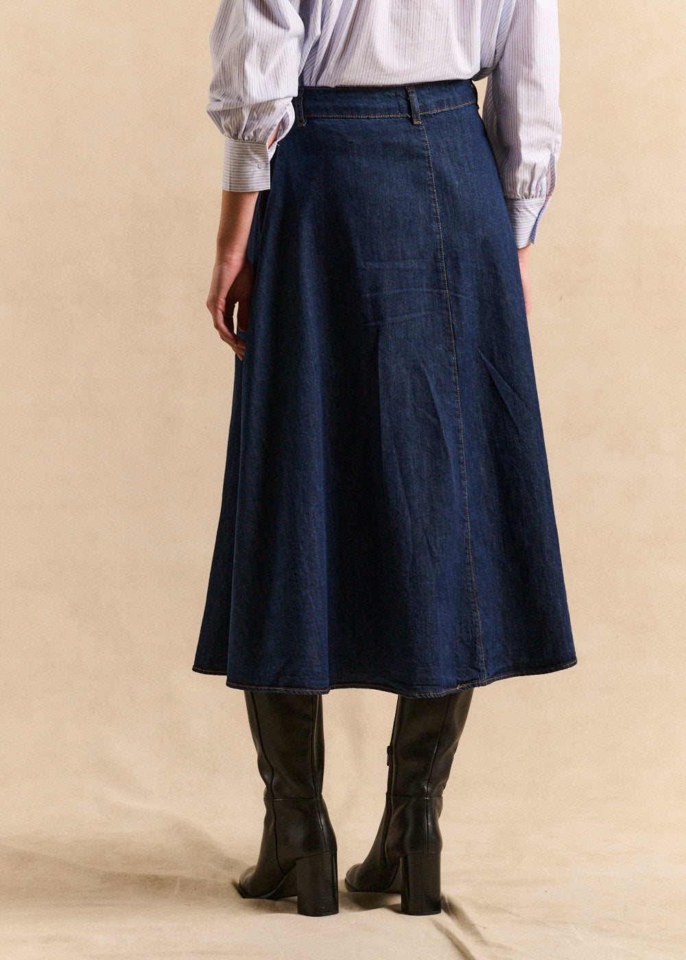 JEANNA Jupe midi évasée en denim boutonnée - 3 - Sud Express - Sud Express