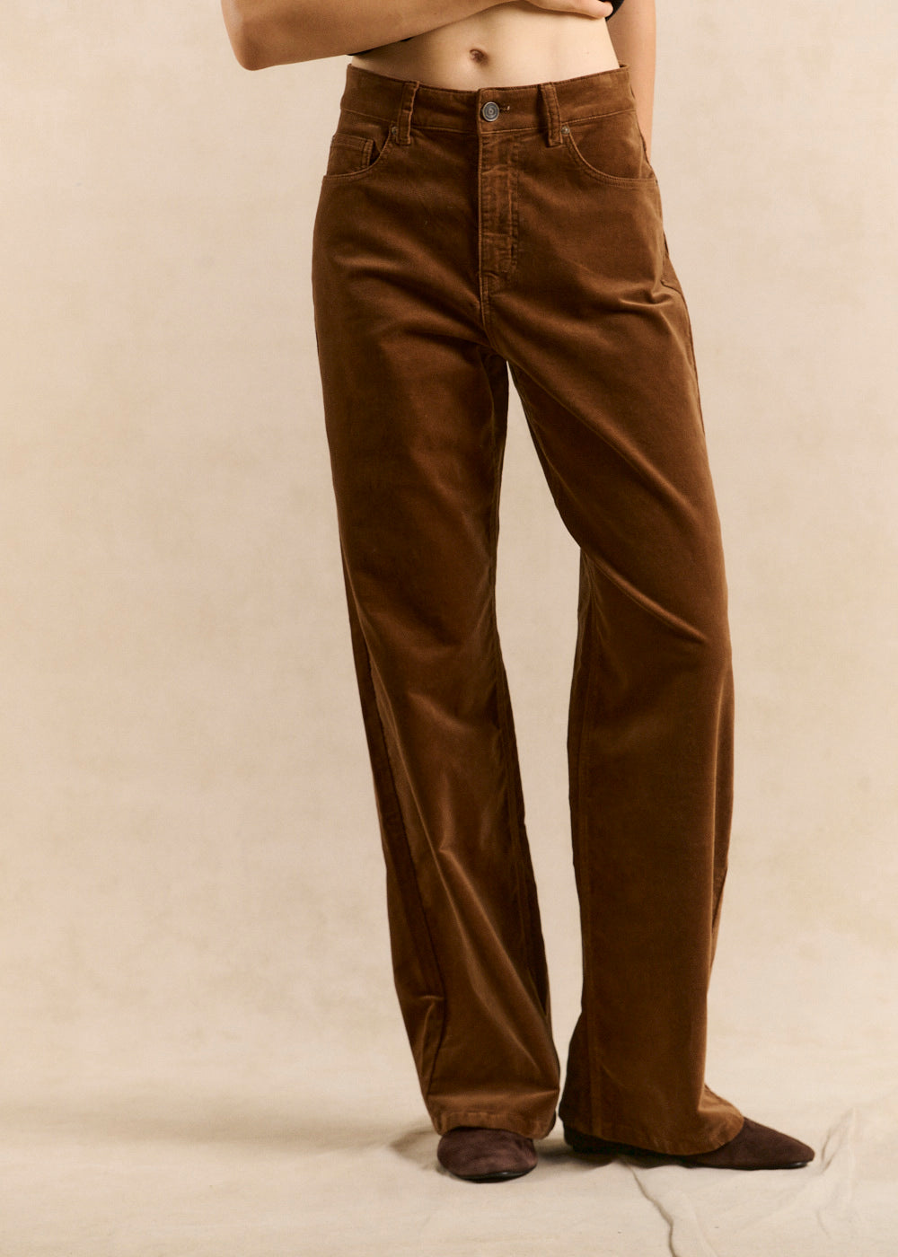 Pantalon velours droit taille haute - Sud Express - 2 - Sud Express
