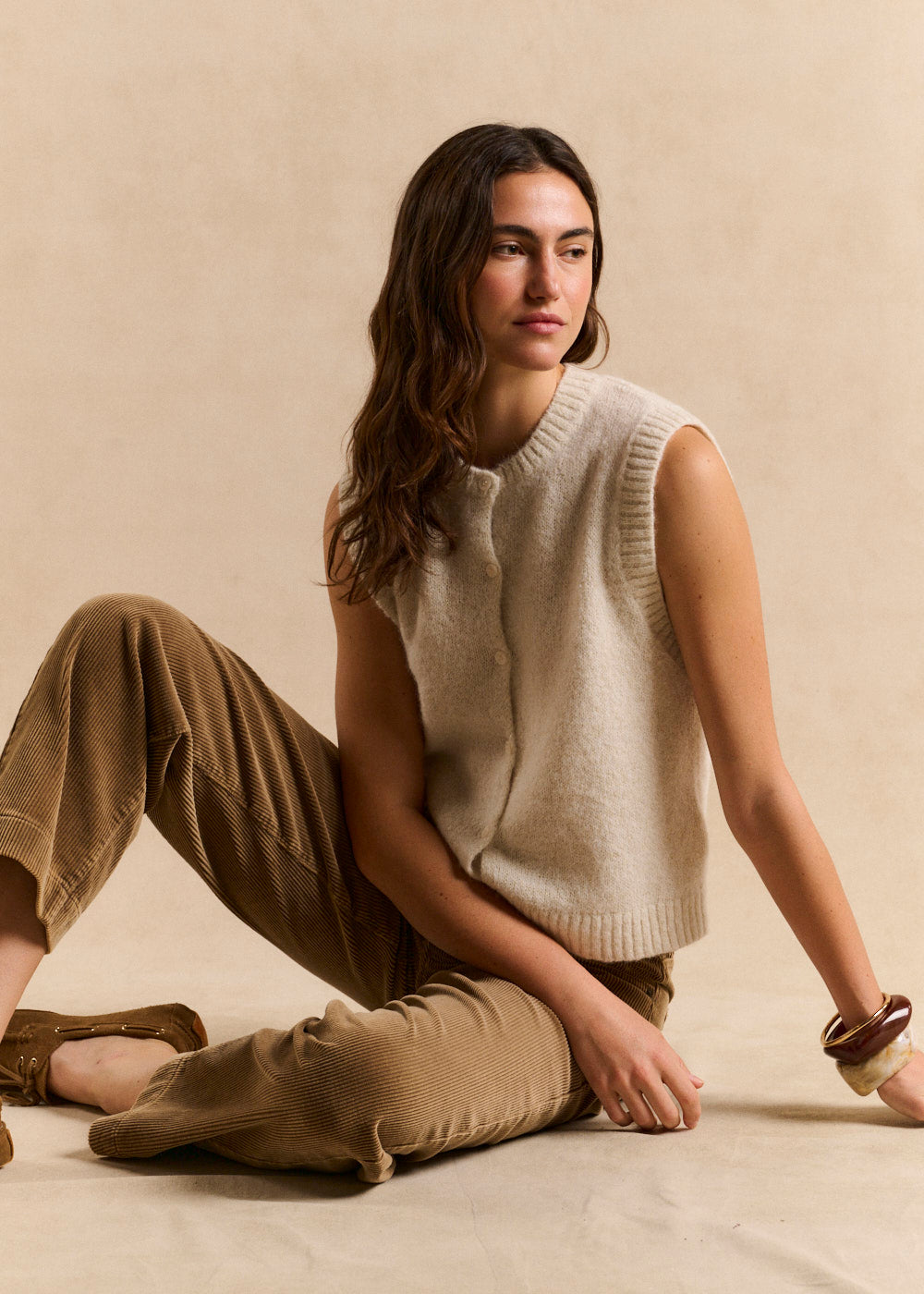 Sleeveless alpaca and lurex vest - Sud Express - 5 - Sud Express