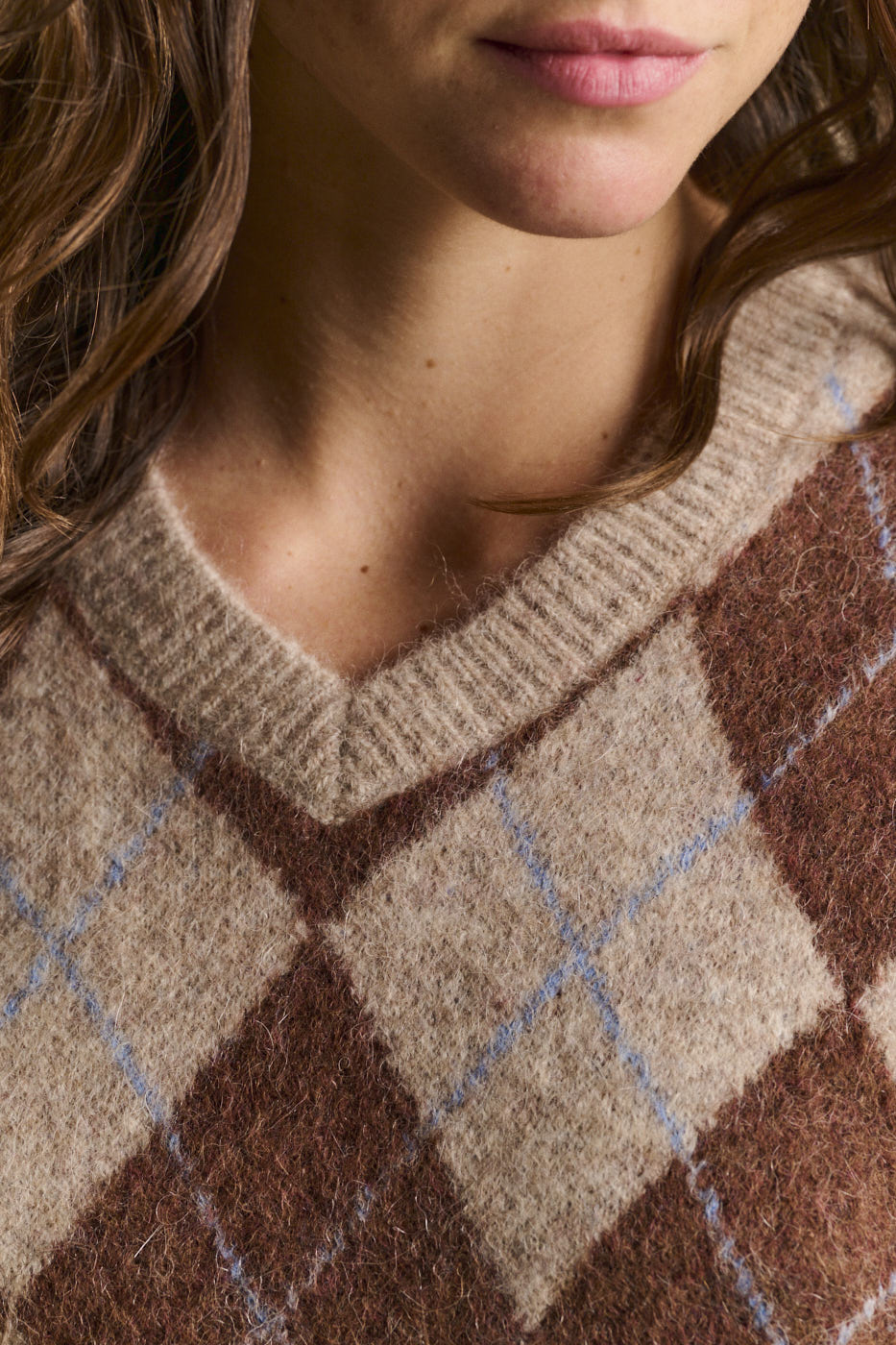 Pull sans manches col V jacquard losange - Sud Express - 2 - Sud Express