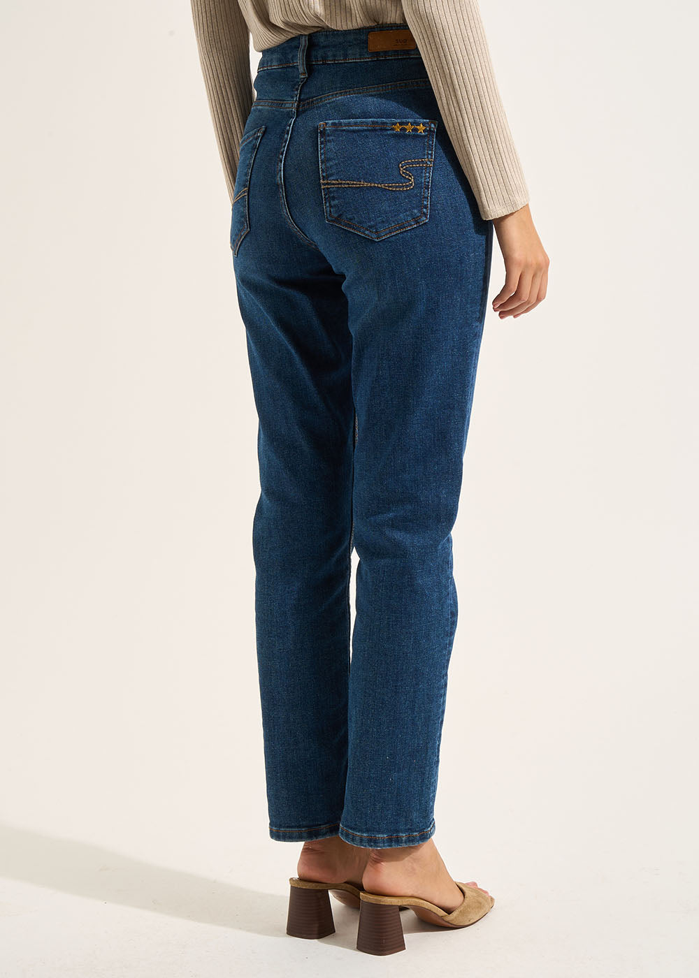 Jean droit taille haute cinq poches - Sud Express - 6 - Sud Express