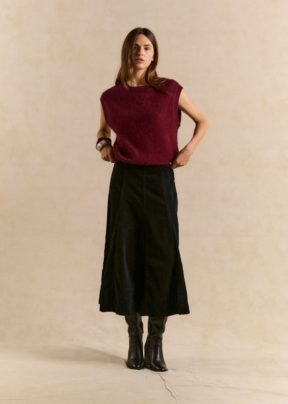 Pull sans manches ample en laine et cachemire - Sud Express - 4 - Sud Express