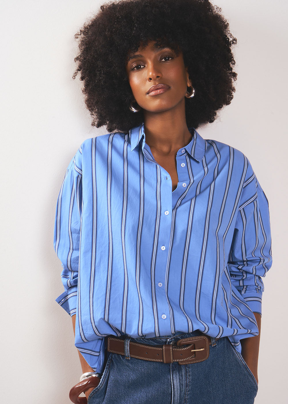 Chemise oversize en coton à rayures larges - Sud Express - 1 - Sud Express