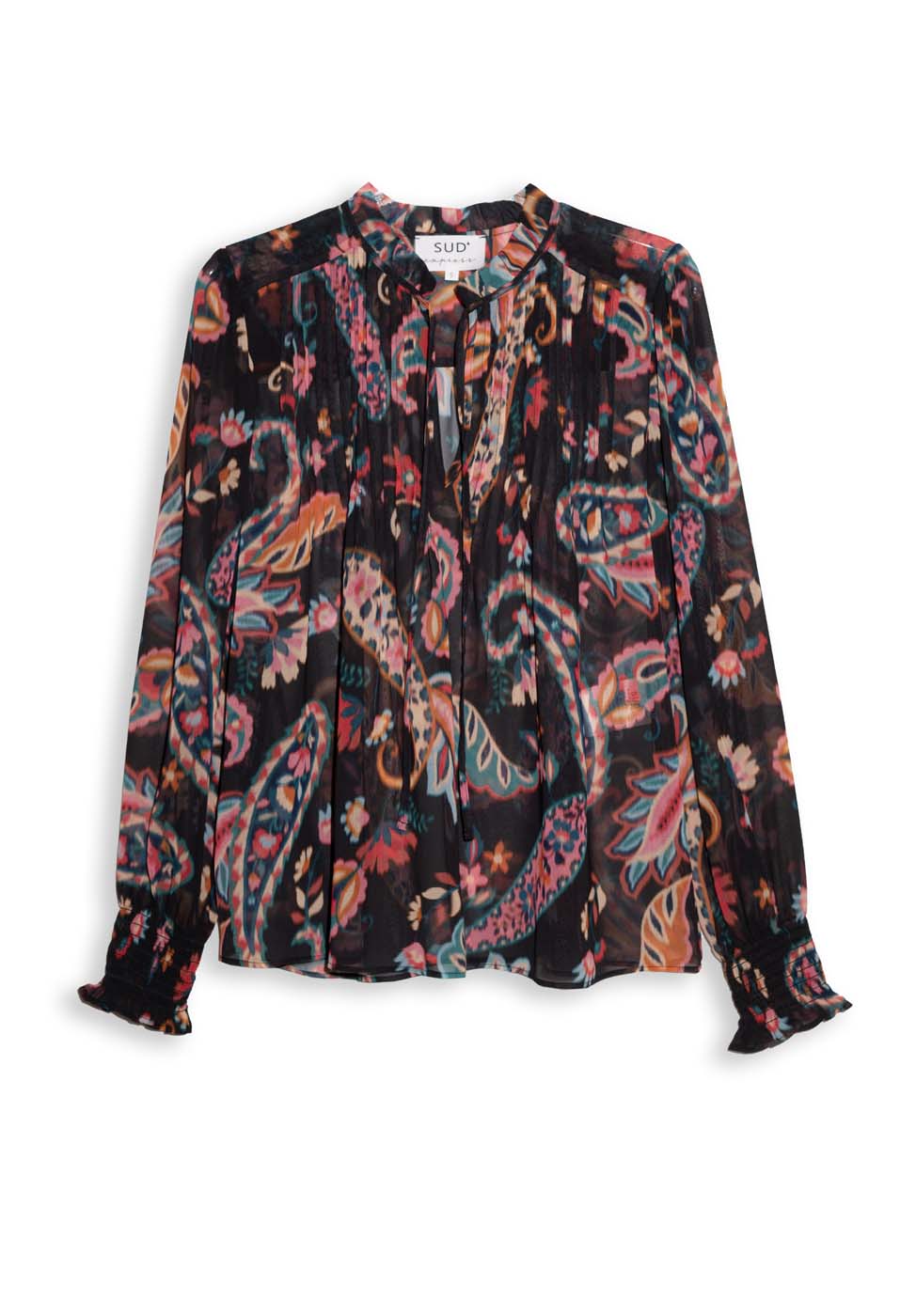 Blouse imprimée avec détails plissés - Sud Express - 7 - Sud Express