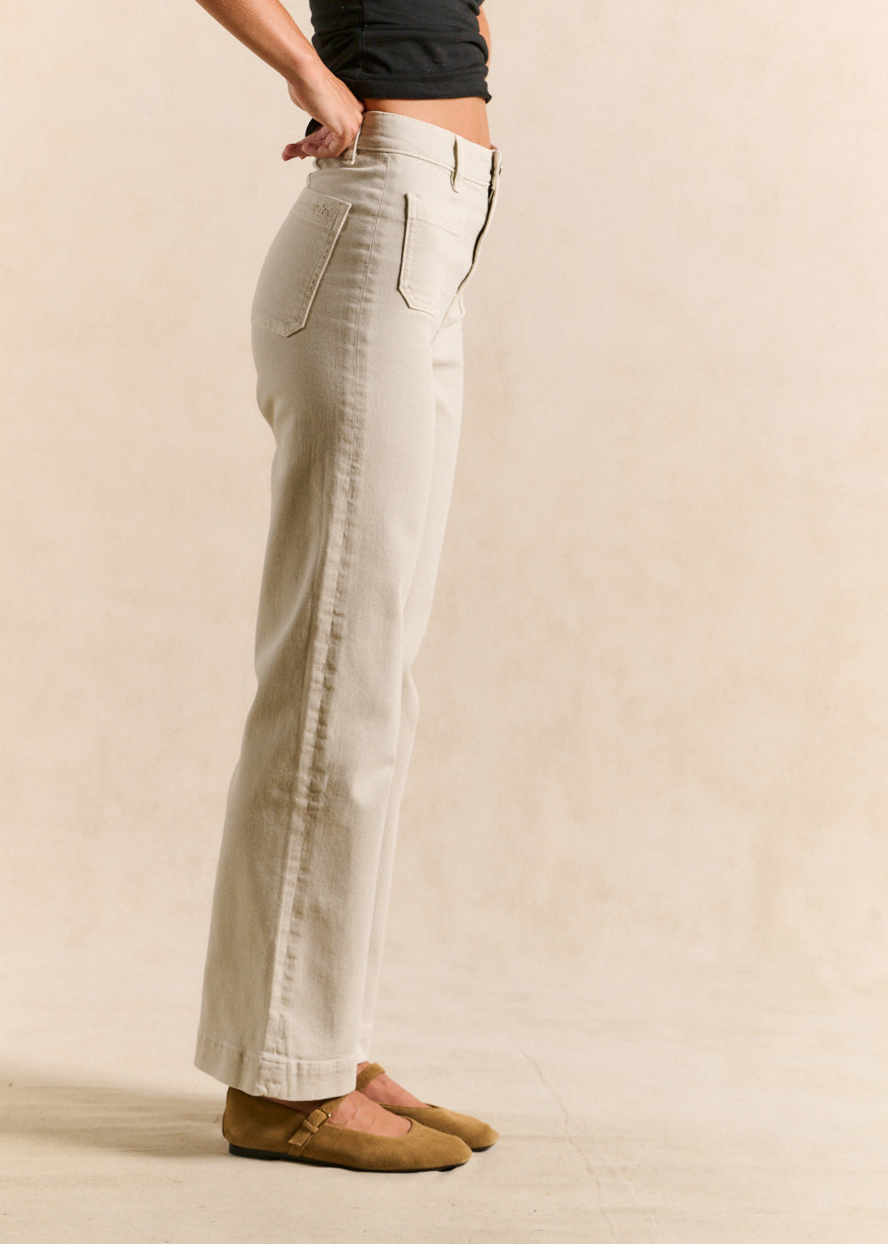 STACY Pantalon coupe large en coton taille haute - 2 - Sud Express - Sud Express