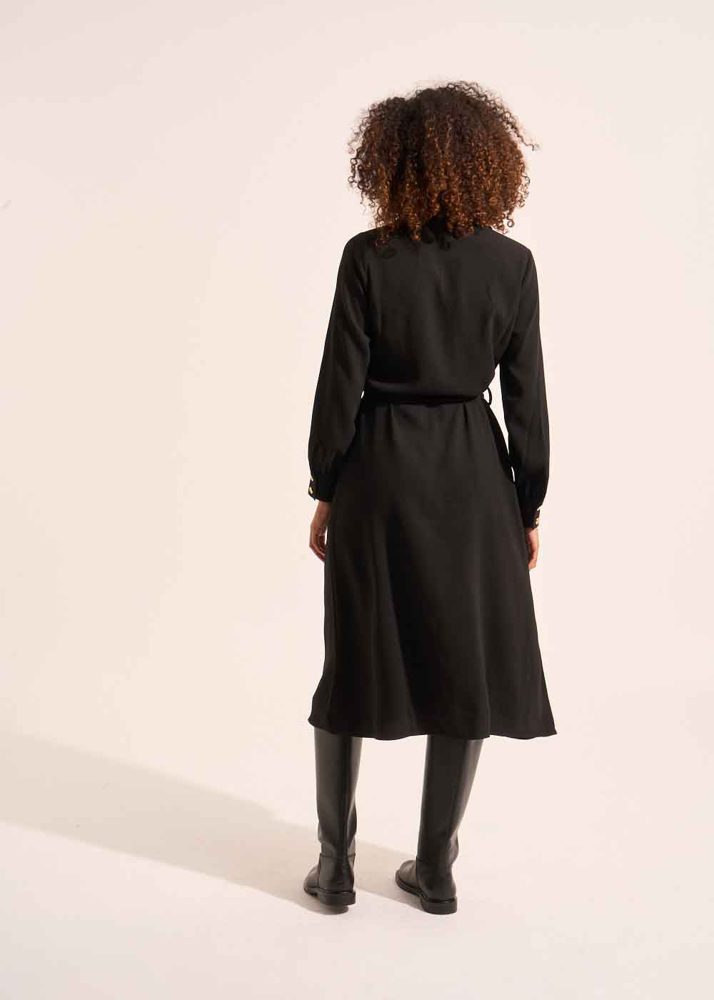 Robe longue à nouer à la taille avec manches longues - Sud Express - 3 - Sud Express