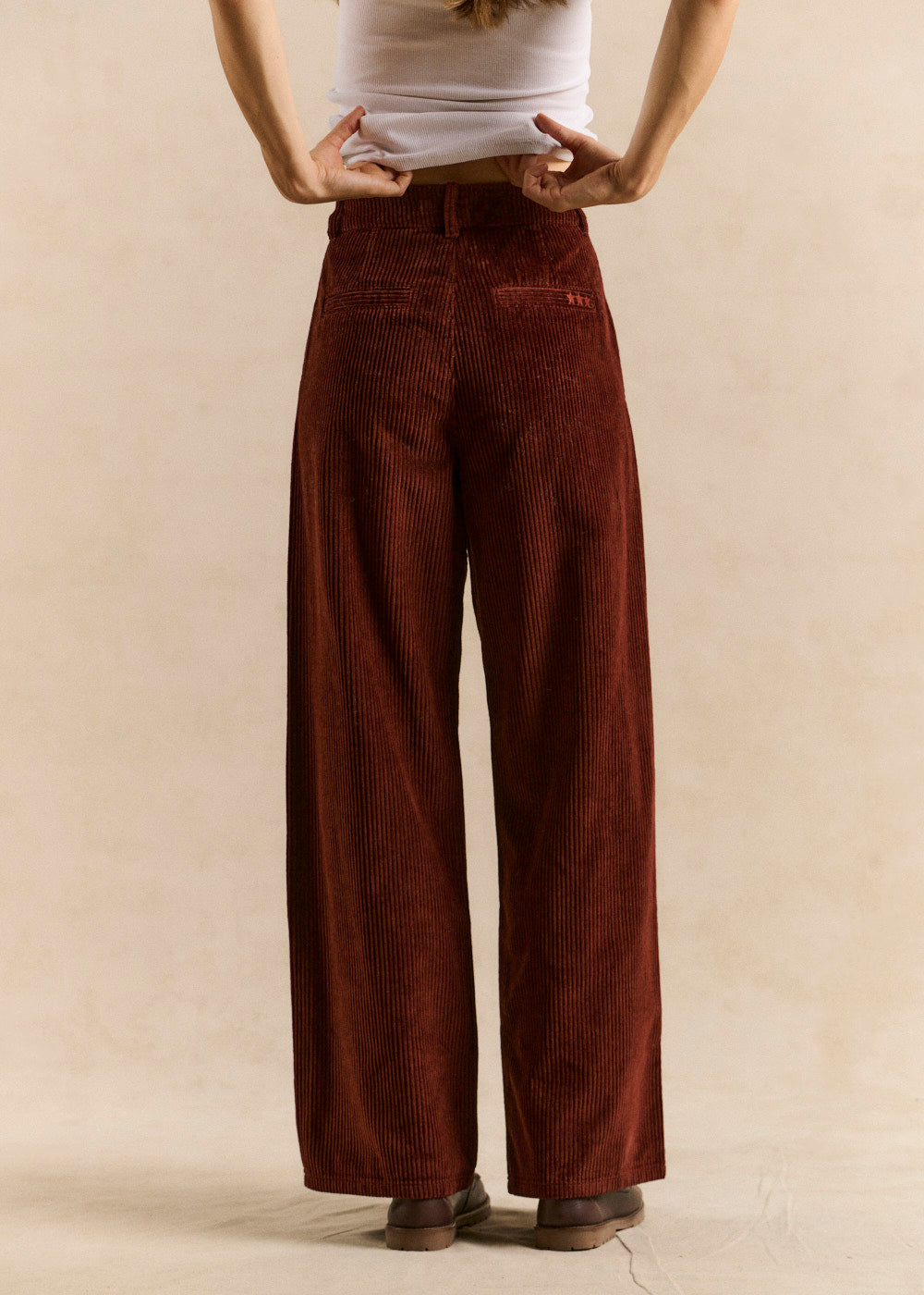 Pantalon large en velours de coton taille haute - Sud Express - 2 - Sud Express