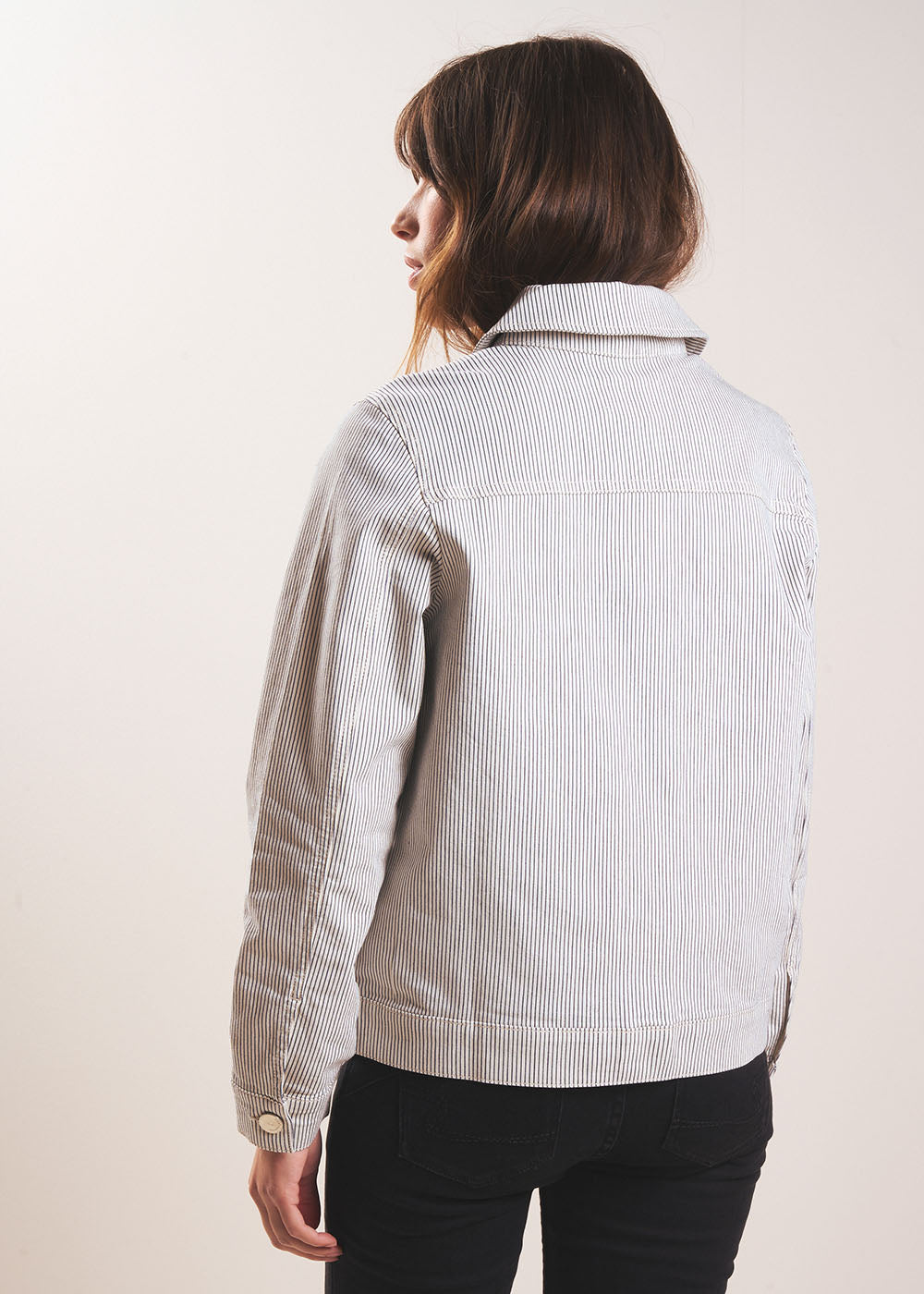 Blouson boxy rayé à col chemise - Sud Express - 3 - Sud Express