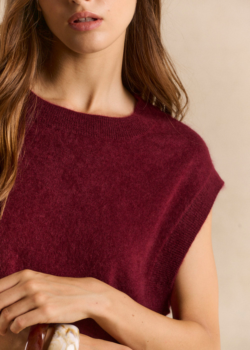 Pull sans manches ample en laine et cachemire - Sud Express - 2 - Sud Express