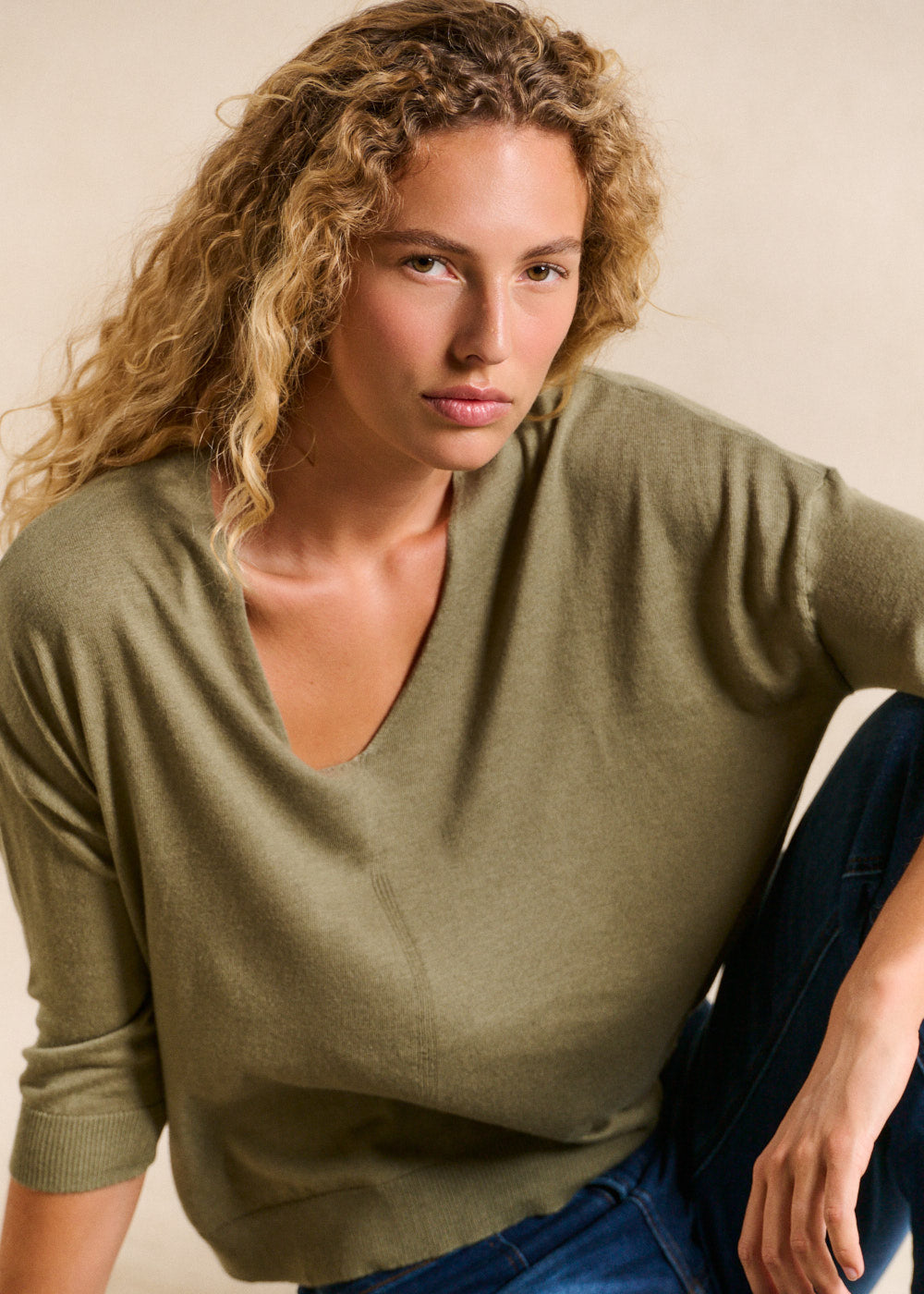 Pull col V oversize avec manches mi-longues - Sud Express - 2 - Sud Express