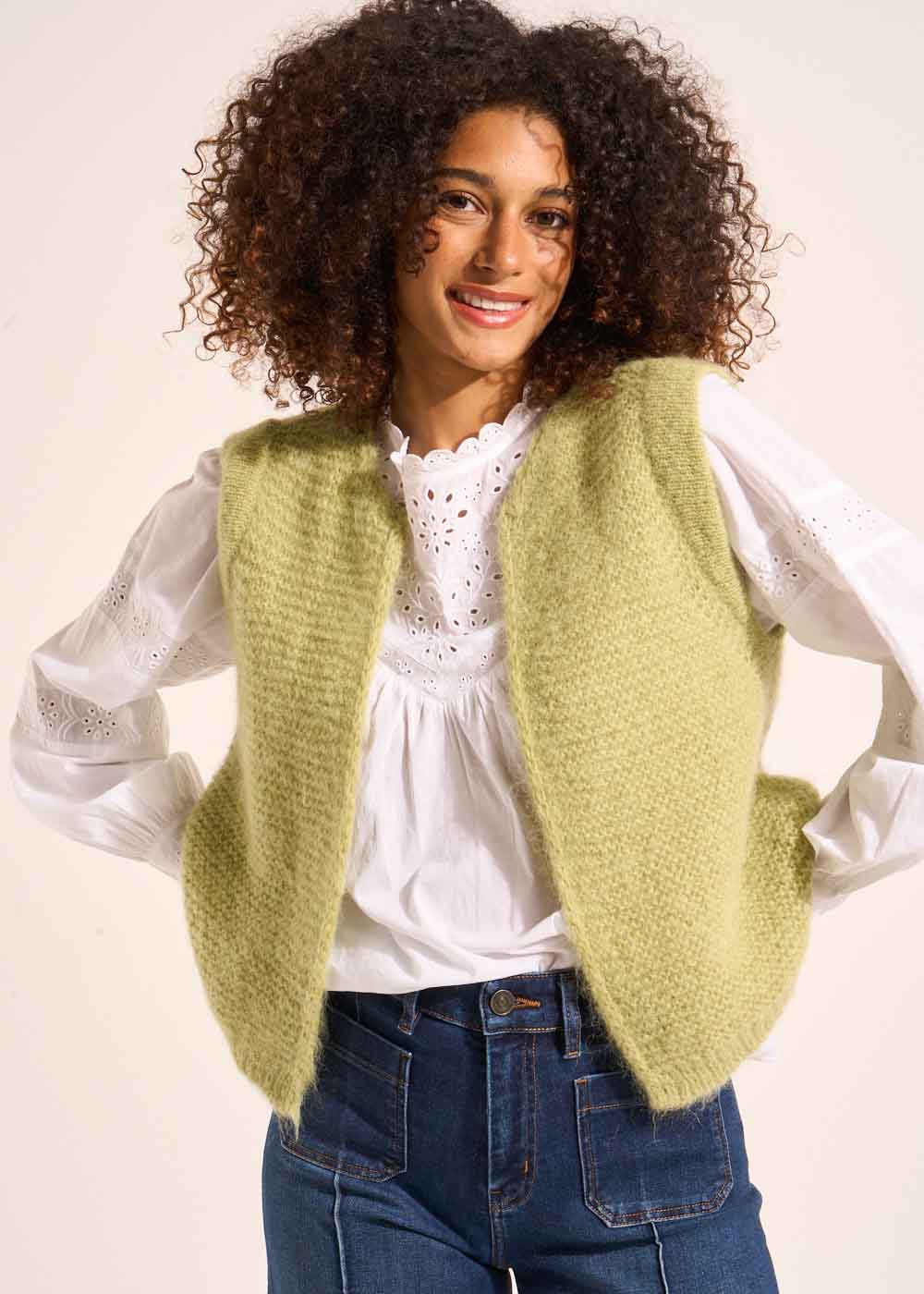 Gilet court sans manches en mohair - Sud Express - 5 - Sud Express