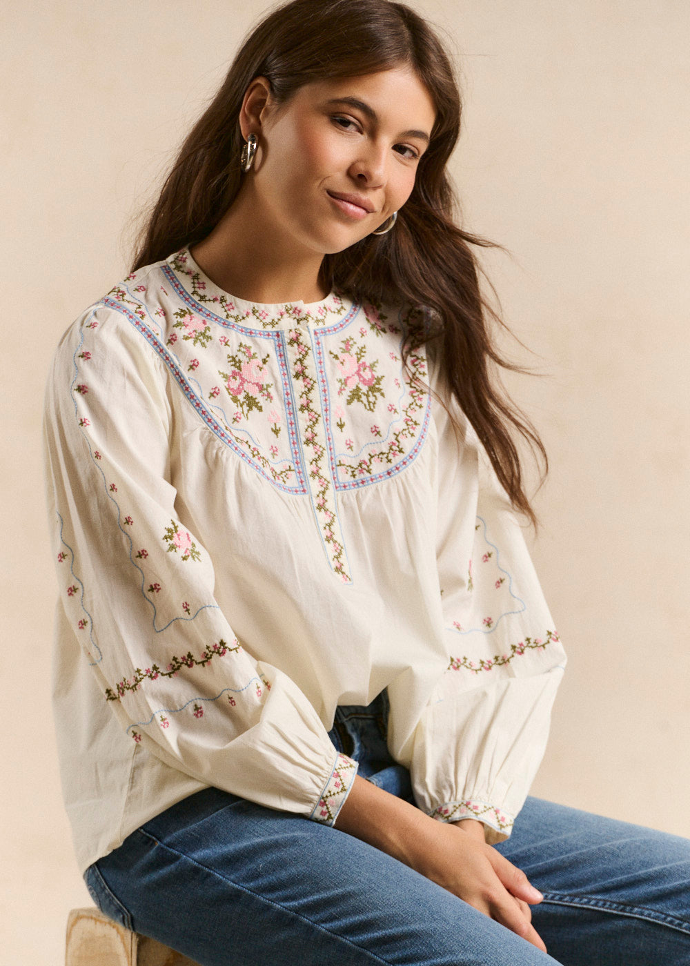 Blouse brodée en coton - Sud Express - 1 - Sud Express
