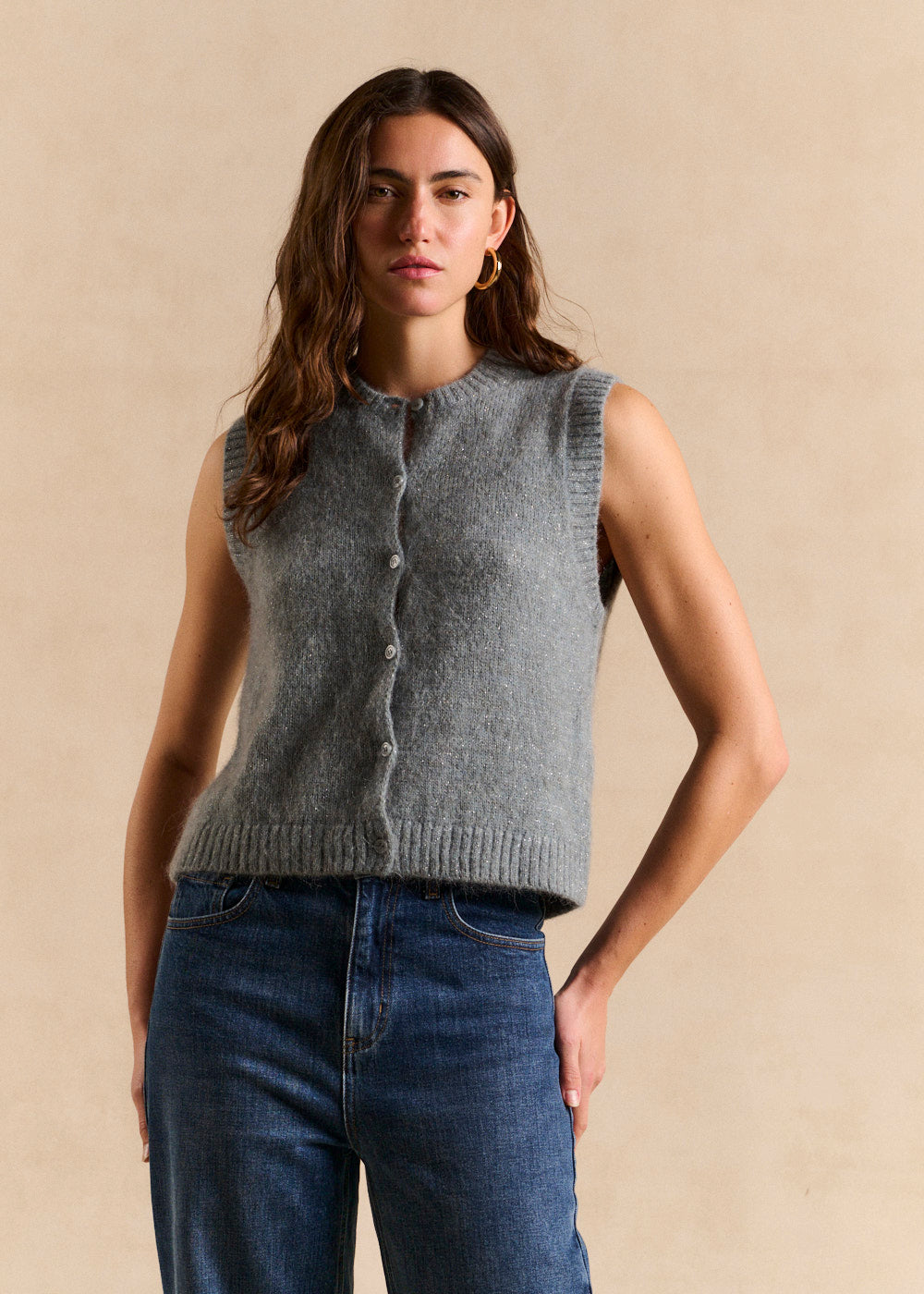 GARISTAX Sleeveless alpaca and lurex vest - 1 - Sud Express - Sud Express