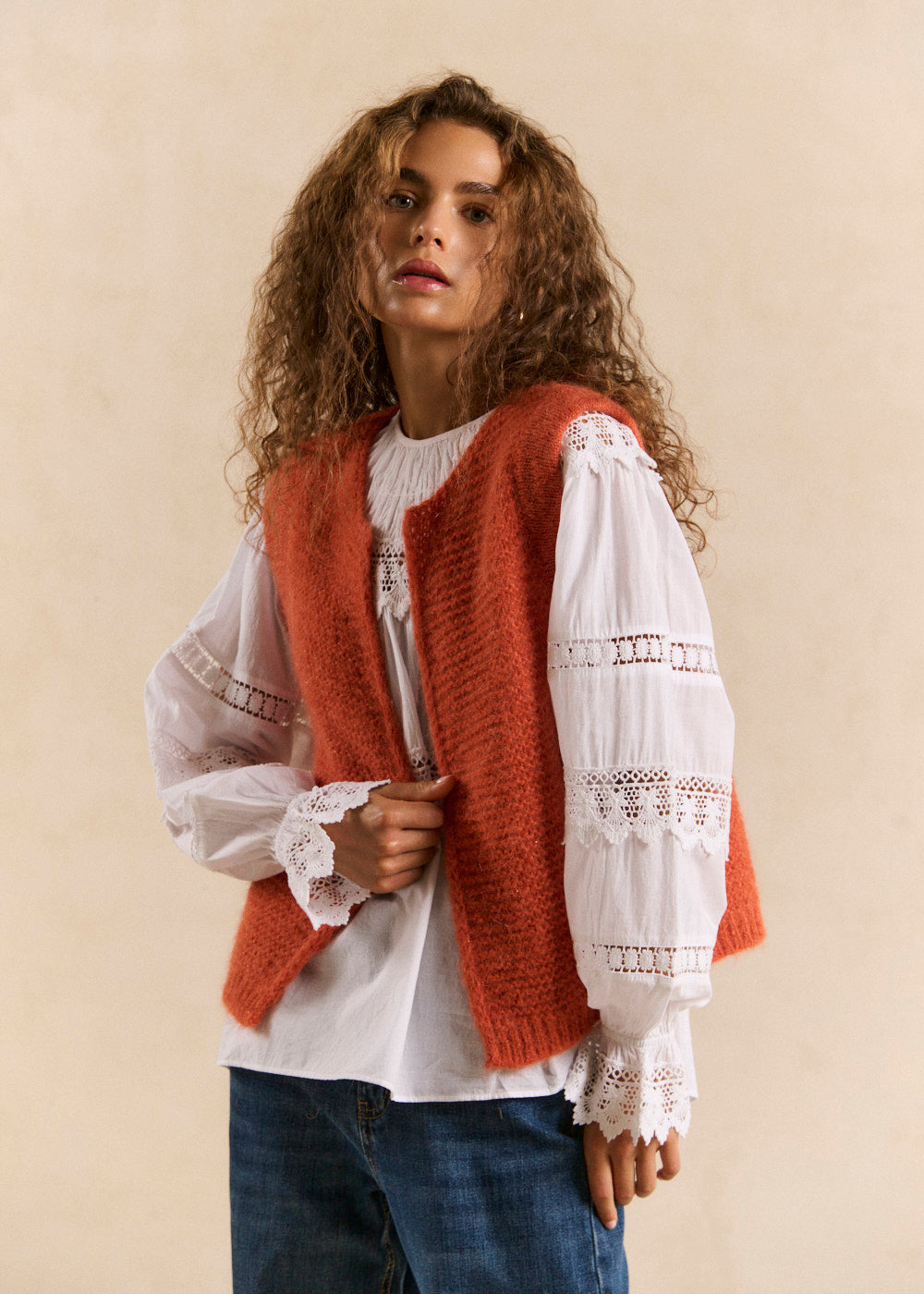 Gilet sans manches en mohair fils métallisés - Sud Express - 5 - Sud Express
