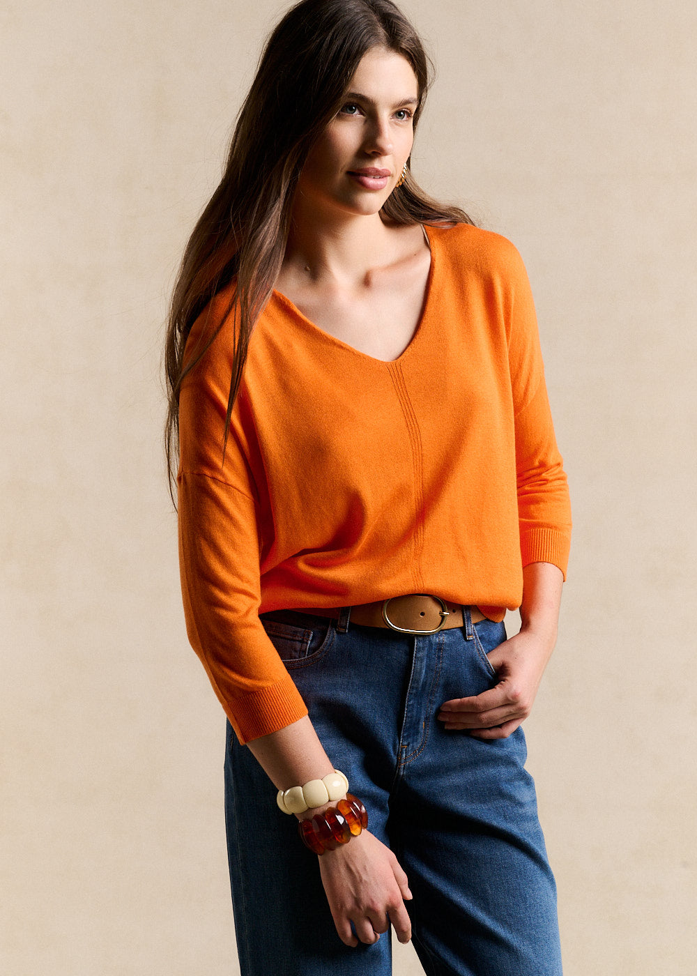 Pull col V oversize avec manches mi-longues - Sud Express - 1 - Sud Express