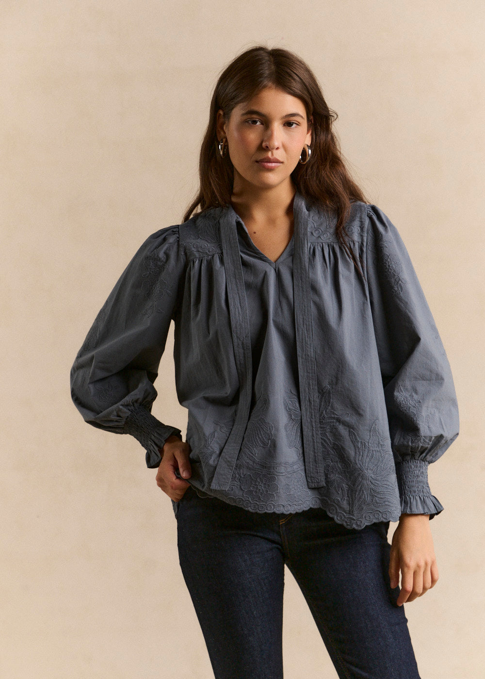 Blouse brodée col tunisien - Sud Express - 5 - Sud Express