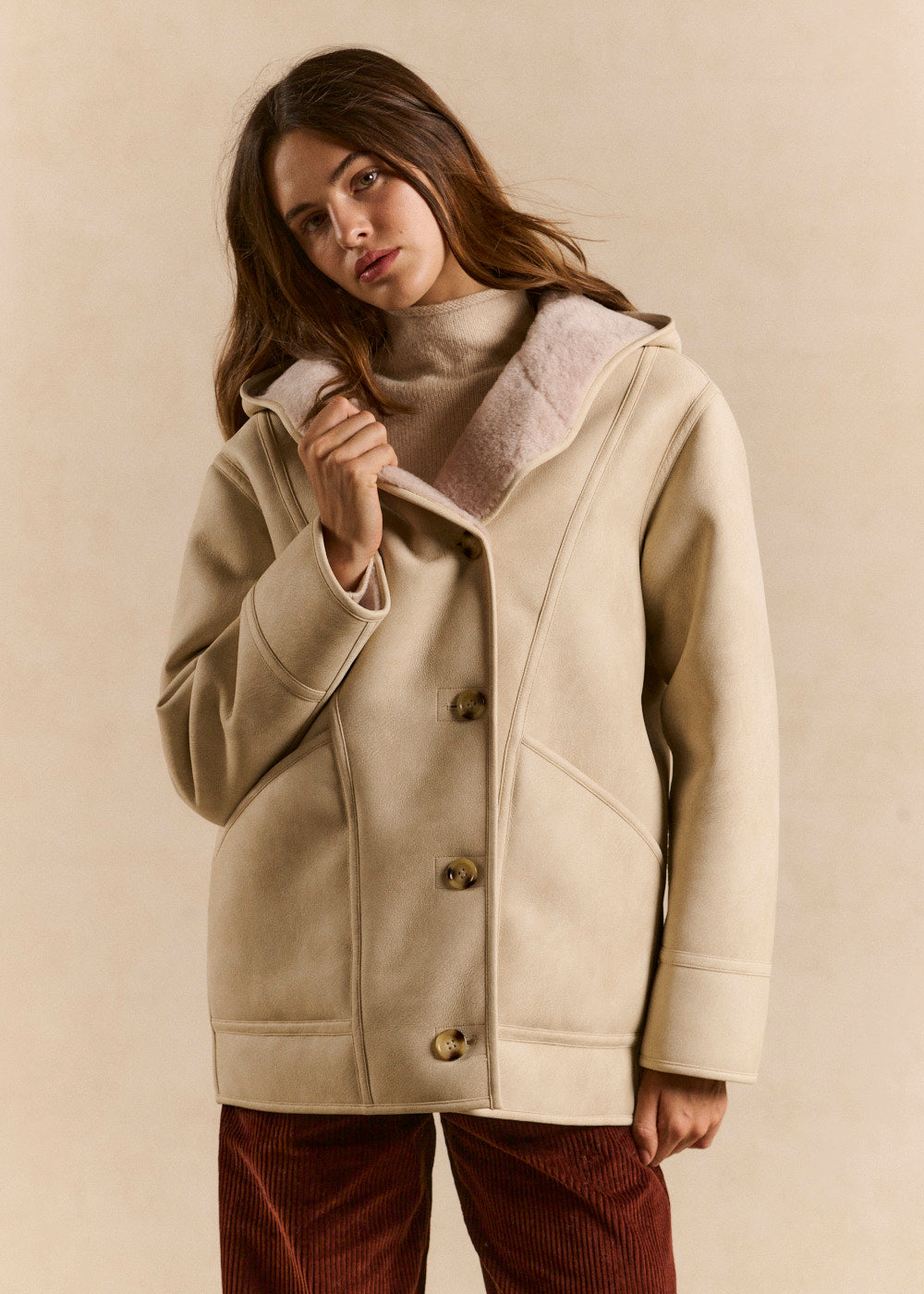 MAFLEURY Manteau fausse peau lainée à capuche - 2 - Sud Express - Sud Express